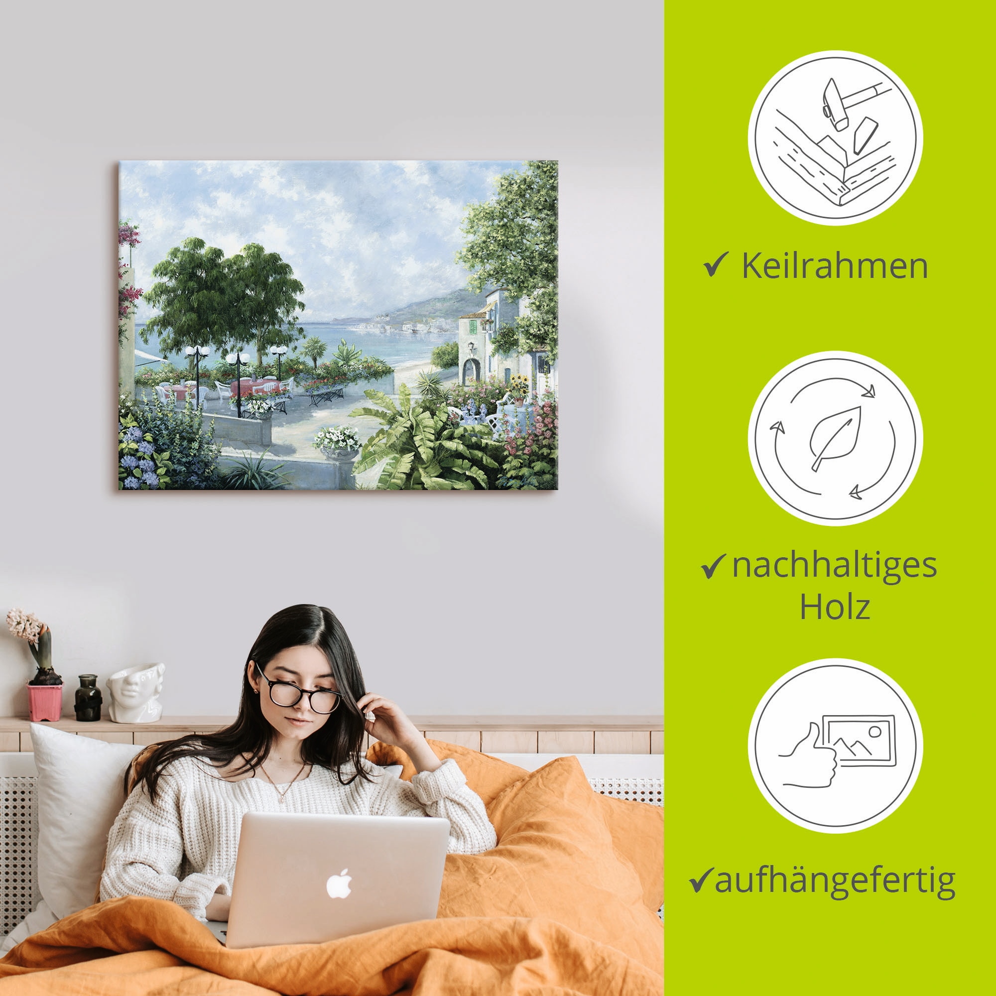 Artland Leinwandbild »Ozeansicht« Garten 1 Stk. tlg. auf Holzrahmen gespannt