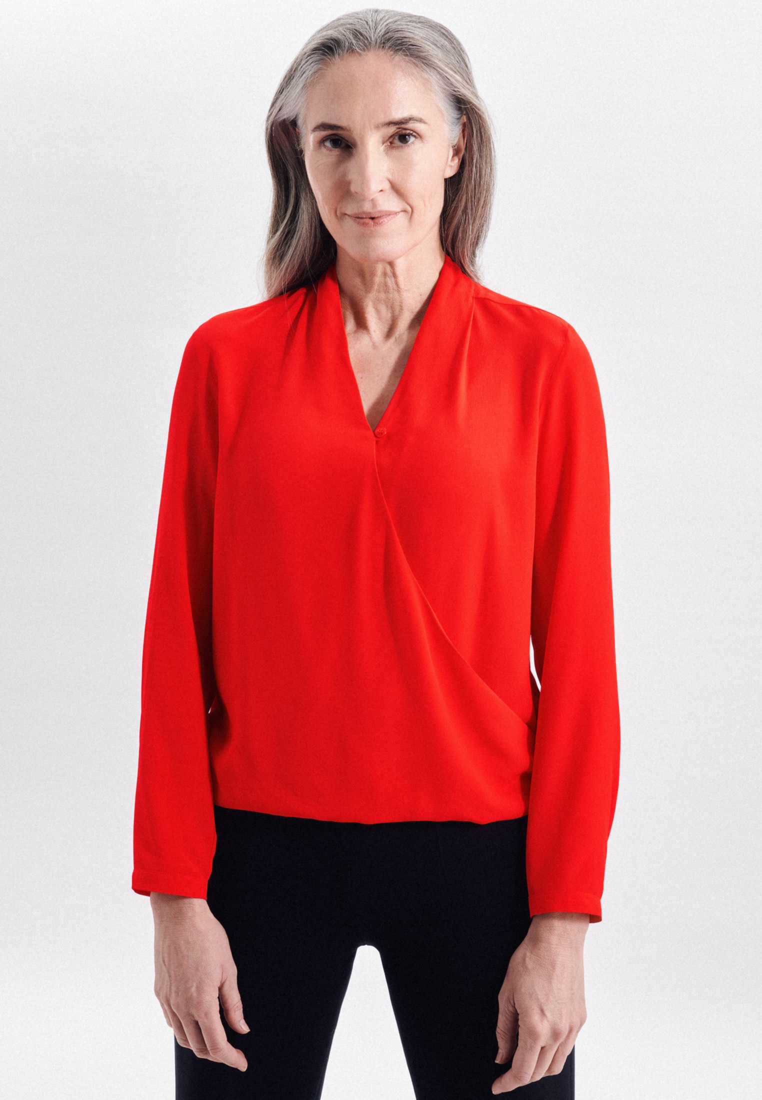 Image of seidensticker Wickelbluse »Schwarze Rose«, Langarm V-Neck Uni bei Ackermann Versand Schweiz