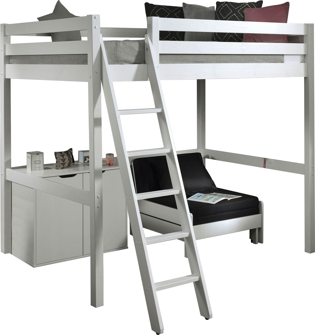 Image of Vipack Hochbett Made in Europe, Hochbett mit 140 x 200 cm Liegefläche, inkl. Kommode und Schlafsessel