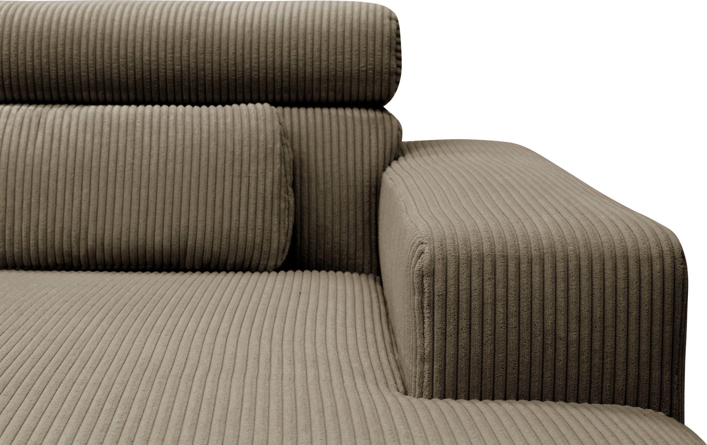 DOMO collection Wohnlandschaft »Brandon viele Bezugsarten, auch in Cord und Leder, incl. Nierenkissen«, mit Kopfteilverstellung, wahlweise Sitztiefenverstellung, U-Form