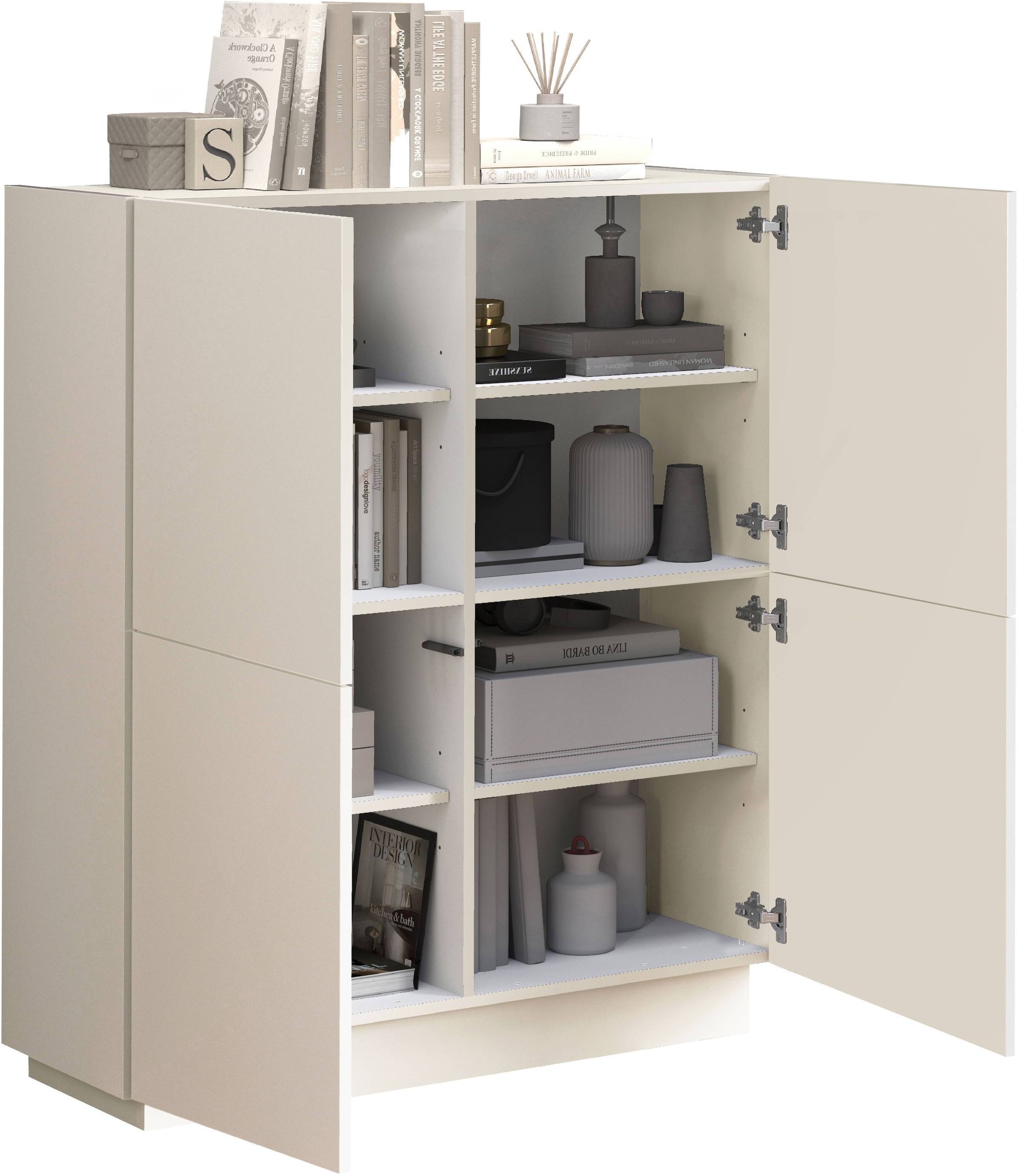 INOSIGN Highboard »VELA, Highboard, Höhe 120 cm,Design mit schrägen Türen«, (1 St.), Made in Italy, Masse-B/T/H: 100x35x120,hohes Sideboard,Anrichte,Kommode