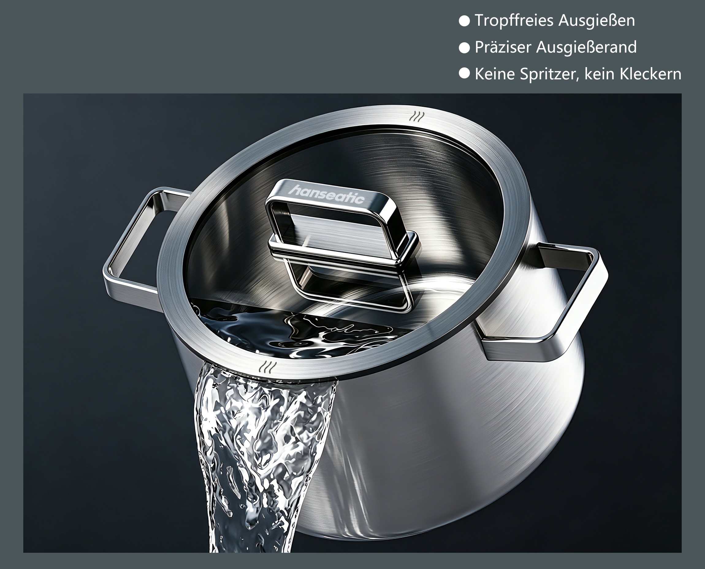 Hanseatic Topf-Set »PREMIUM« Set, Kochtopf 1x 16 cm / 1x 20 cm / 1x 24 cm, 6 tlg. Edelstahl