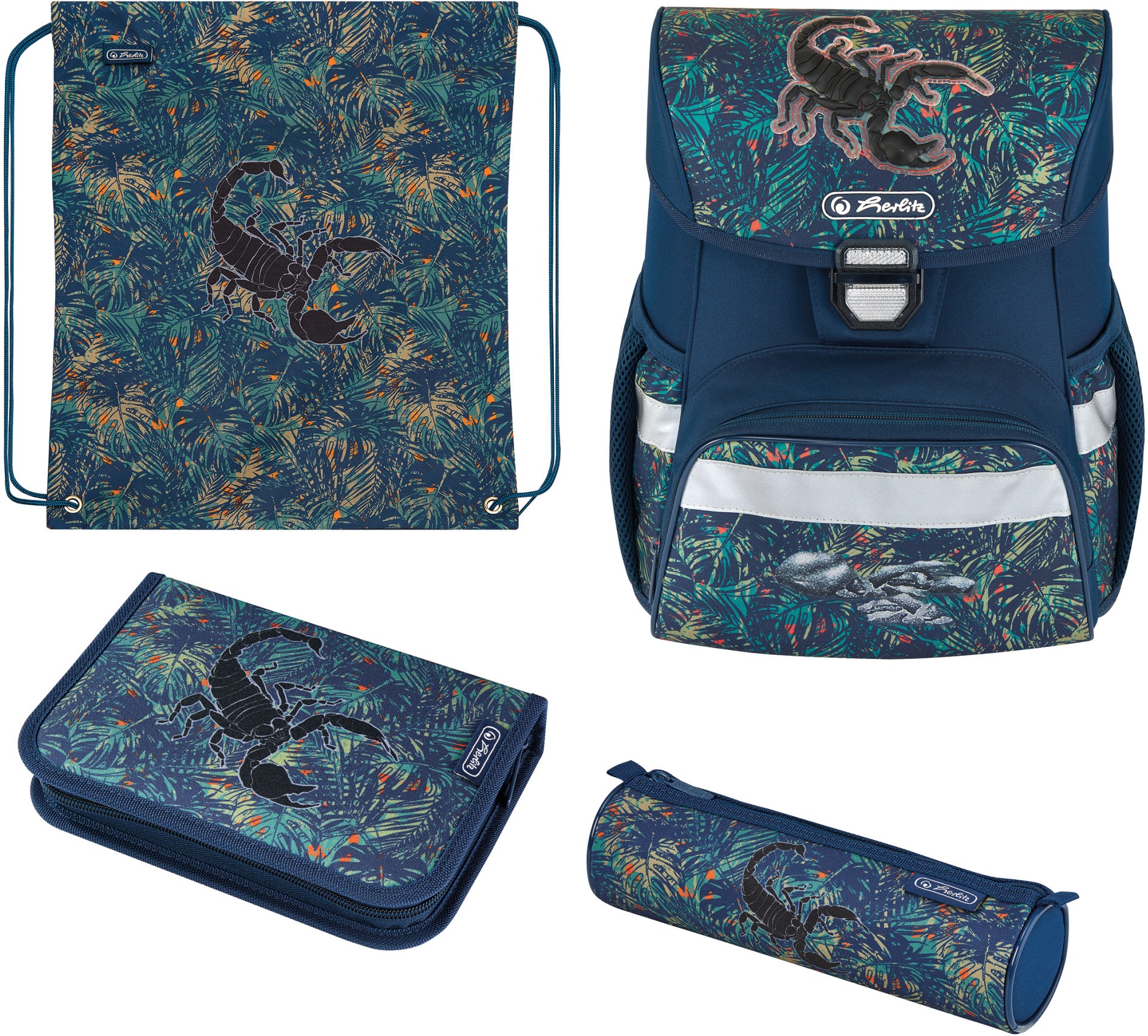 Image of Herlitz Schulranzen »Loop Plus Scorpion«, Floureszierende Flächen-reflektierende Streifen auf den Schultergurten-Reflektoren bei Ackermann Versand Schweiz