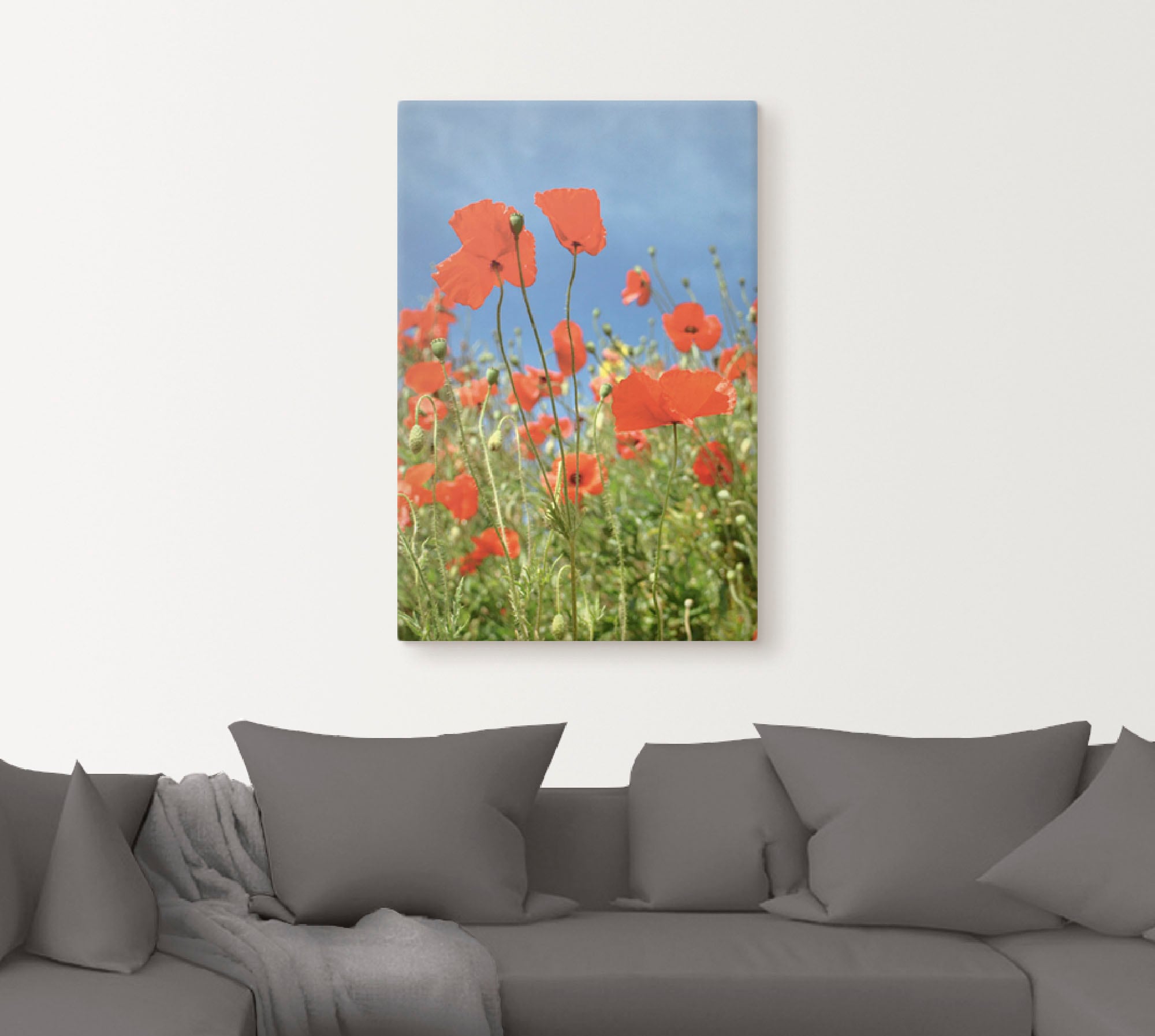Artland Leinwandbild »Feld mit rotem Klatschmohn«, Blumen, (1 St.), auf Keilrahmen gespannt
