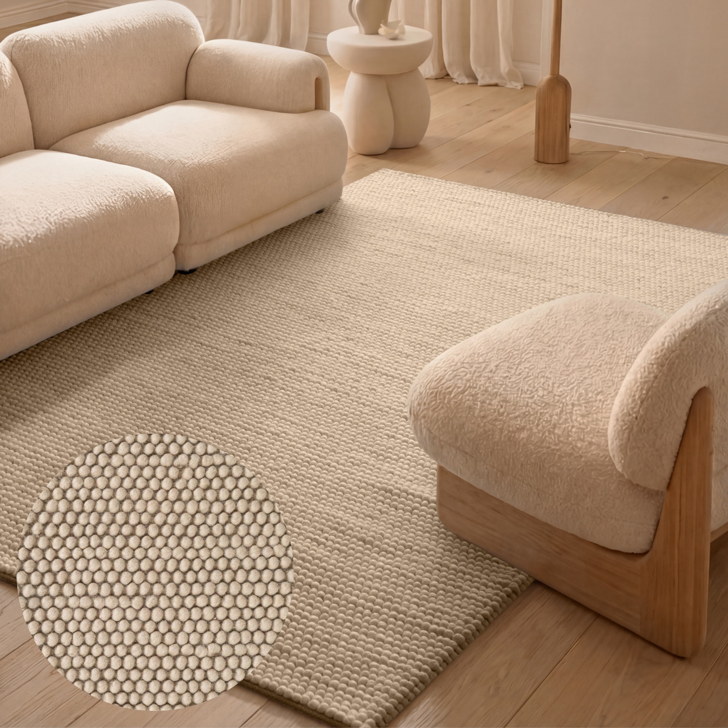 Ted Baker Tapis en laine »Diana« Rectangulaire 16 mm Höhe Laine, naturel, fait main, salon, salle à manger, chambre, scandinave