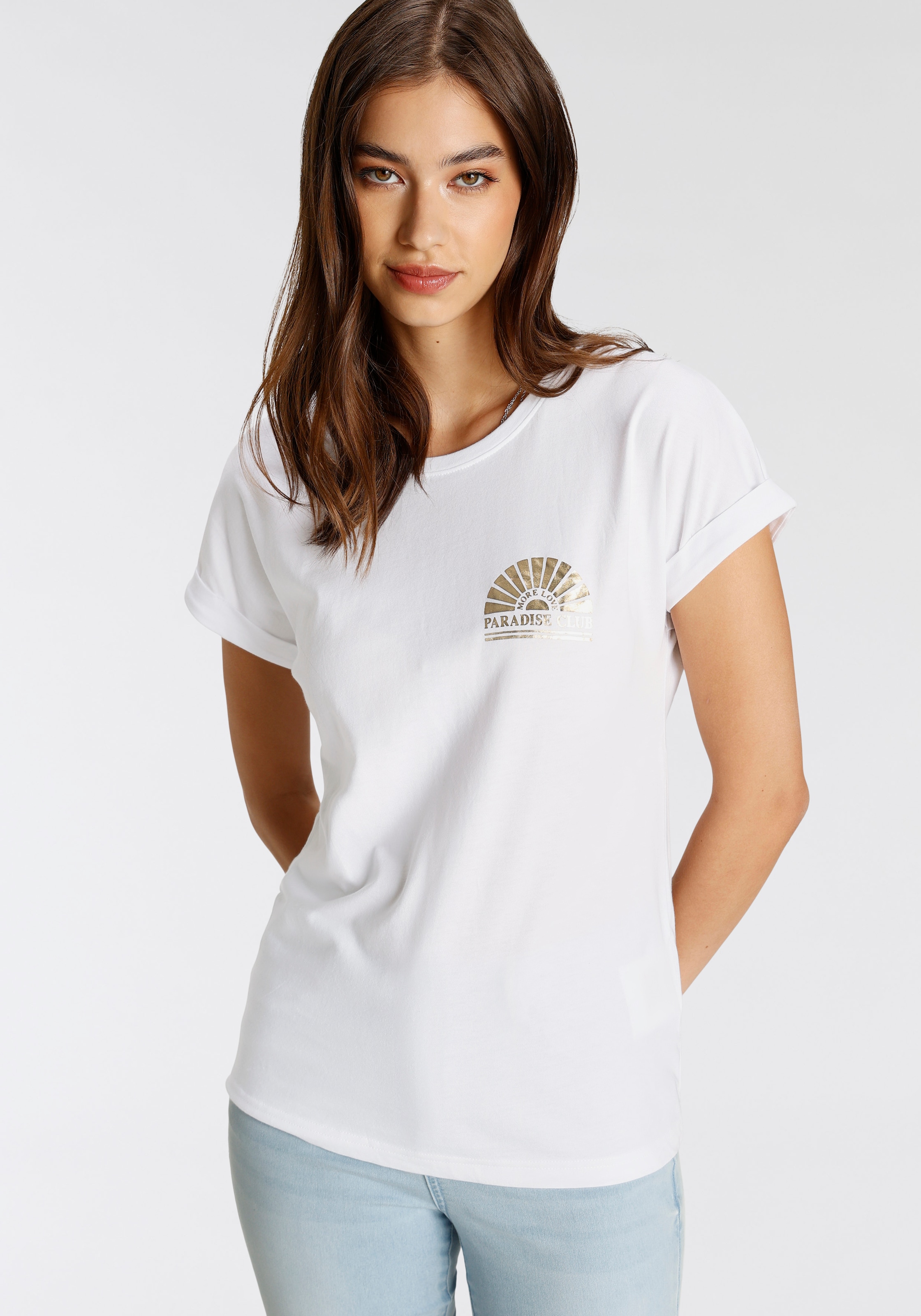 T-Shirt, Mit Elegantem Folienprint in Goldfarben - NEUE KOLLEKTION