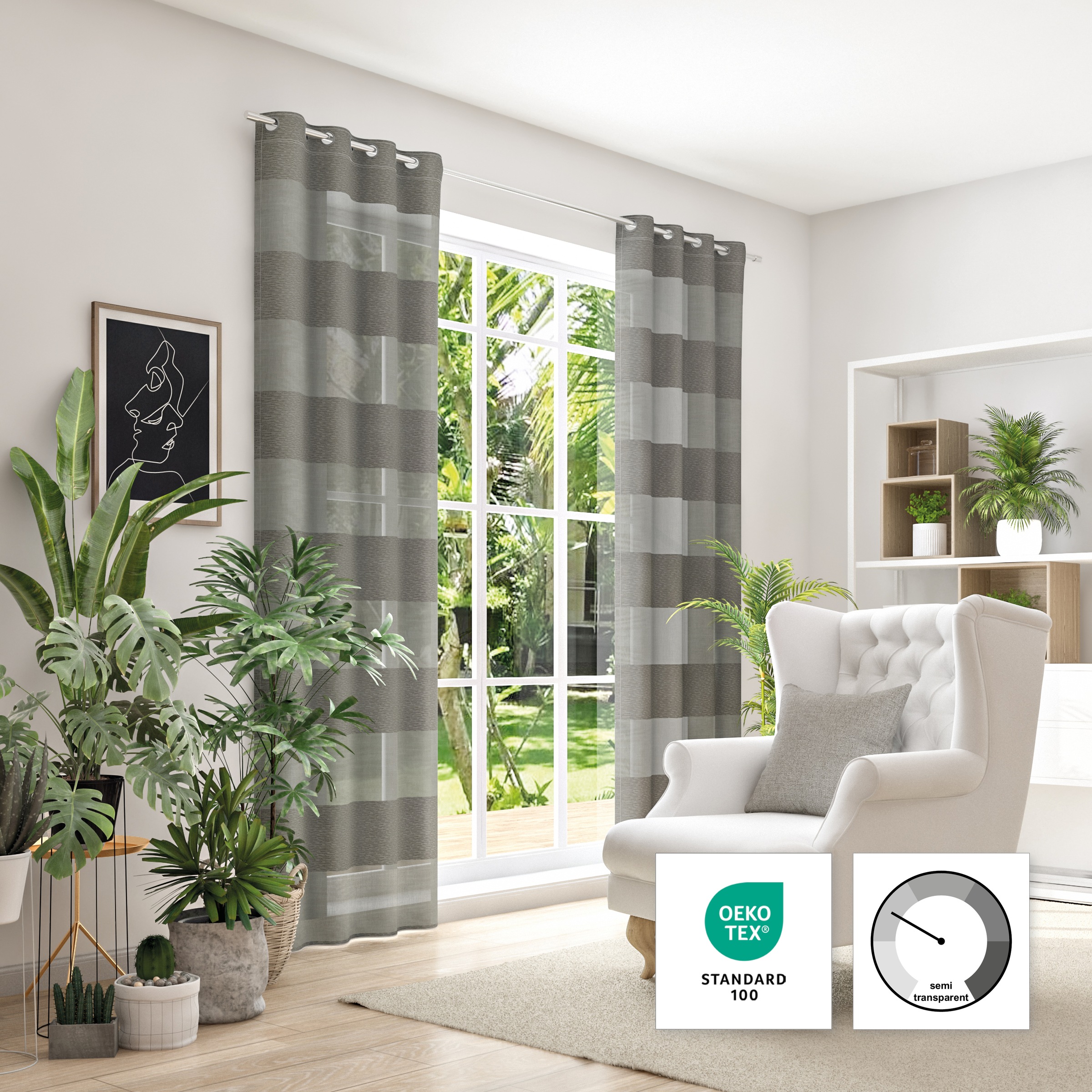 Image of Neutex for you Vorhang "SONORA" Ösen 1 Stk. tlg. 3D Musterung im Leinen-Look