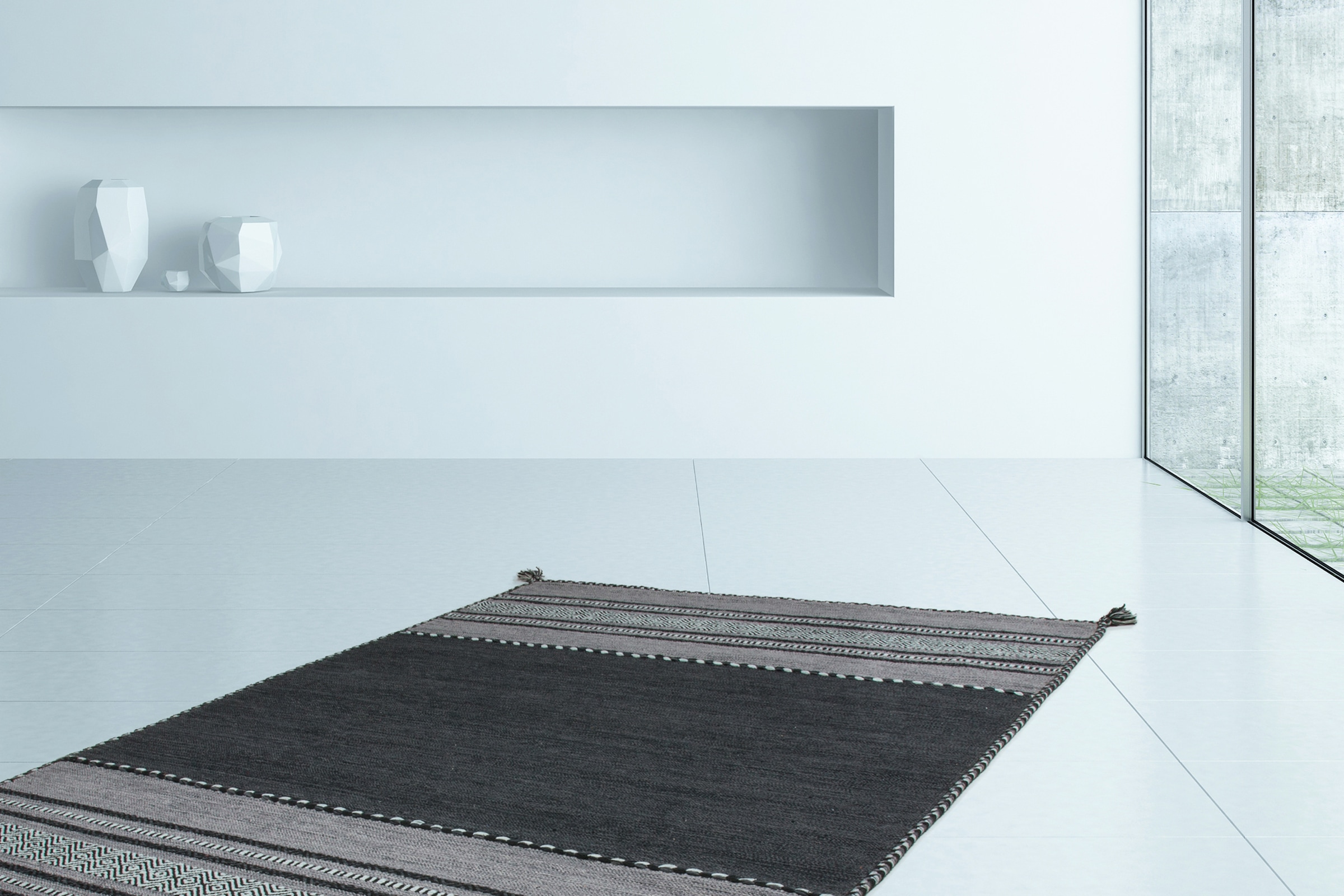 Image of Kayoom Teppich "Alhambra 335" rechteckig 5 mm Höhe Maschinell gewebter Flachflor-Teppich, 100% Baumwolle, Ethno-Design
