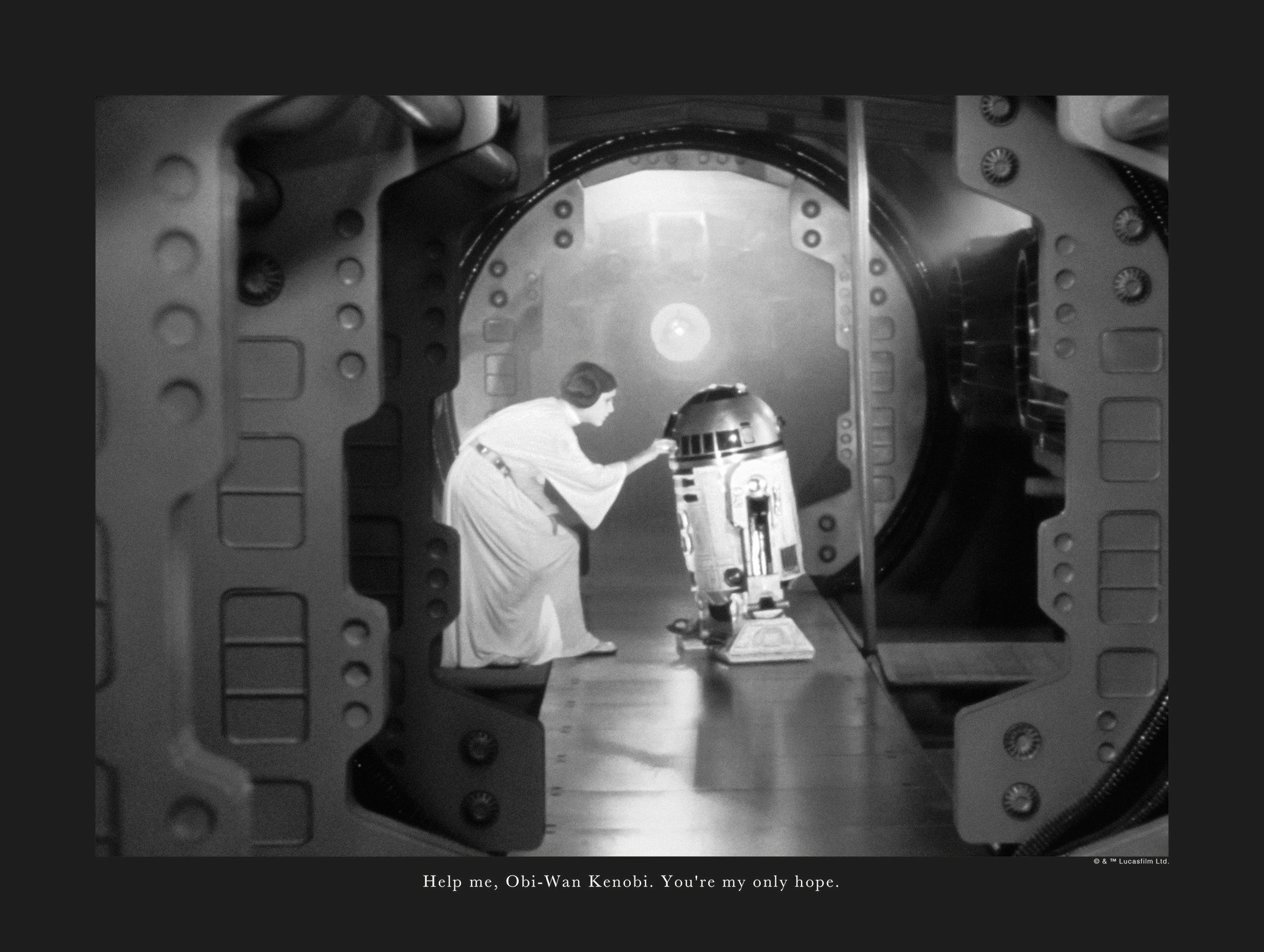 Image of Komar Bild "Star Wars Classic Leia R2D2 Quote" Star Wars 1 Stk. tlg. Wandbild zur Dekoration im Kinderzimmer - ohne Rahmen