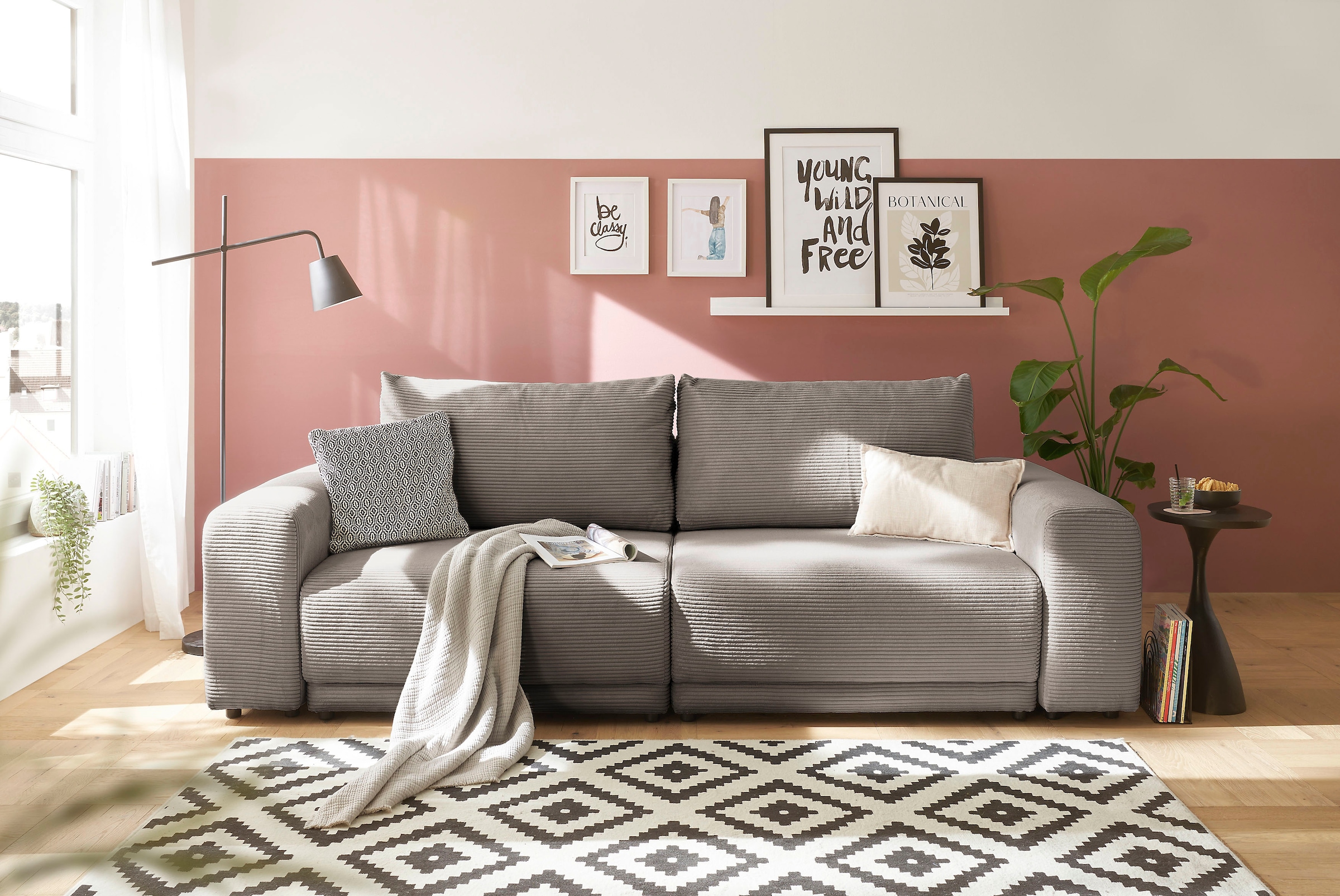 GOODproduct Schlafsofa »PHEELIX Cord, mit 3 Funktionen« Elemente einzeln oder gleichzeitig ausziehbar, bequemer Sitzkomfort
