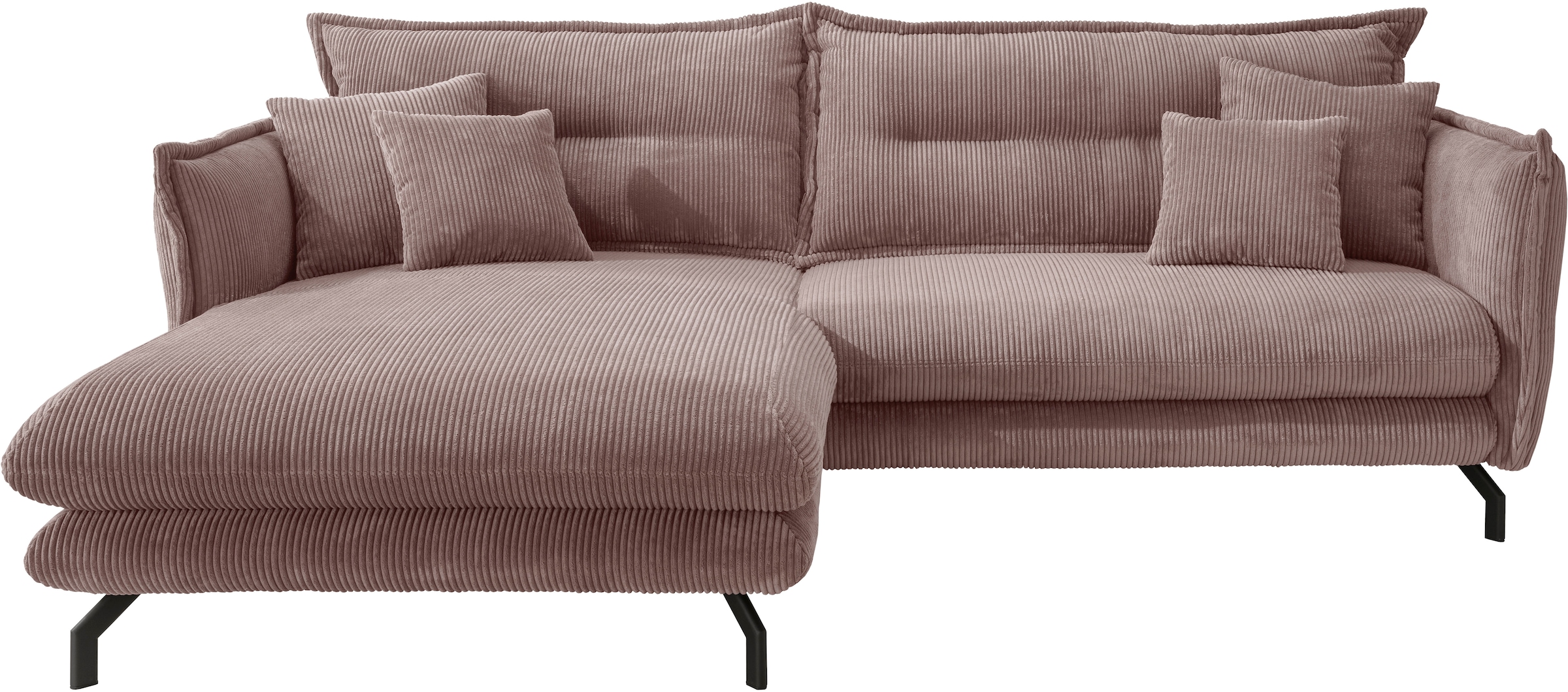Home affaire Ecksofa »Lazio modern und bequem, schmale Armlehnen, tolle Detailverarbeitung« zwei verschiedene Fussfarben wählbar