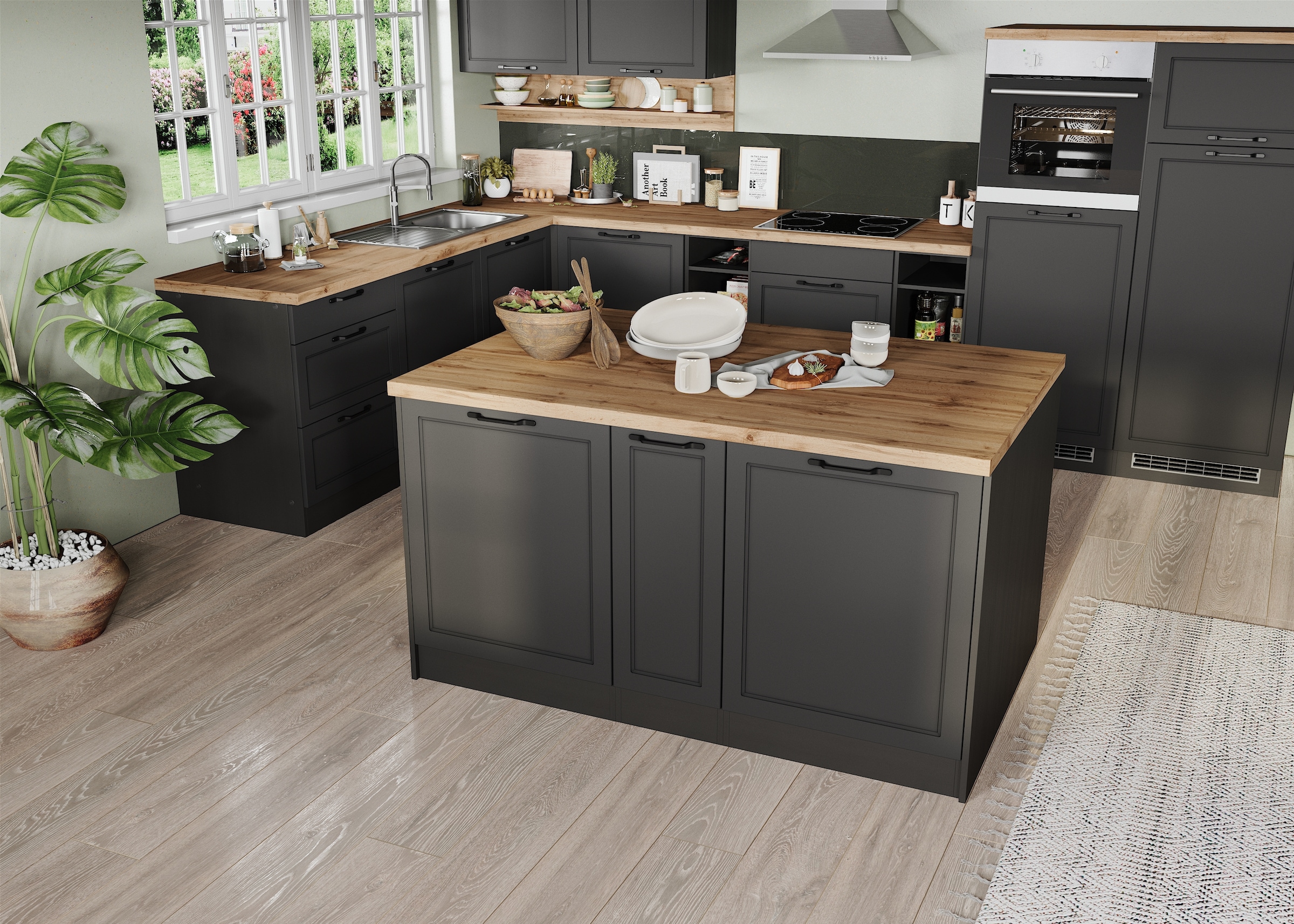 KOCHSTATION Kücheninsel »KS-Lana, Breite 153 cm« MDF-Fronten, Arbeitsplatte 38mm stark