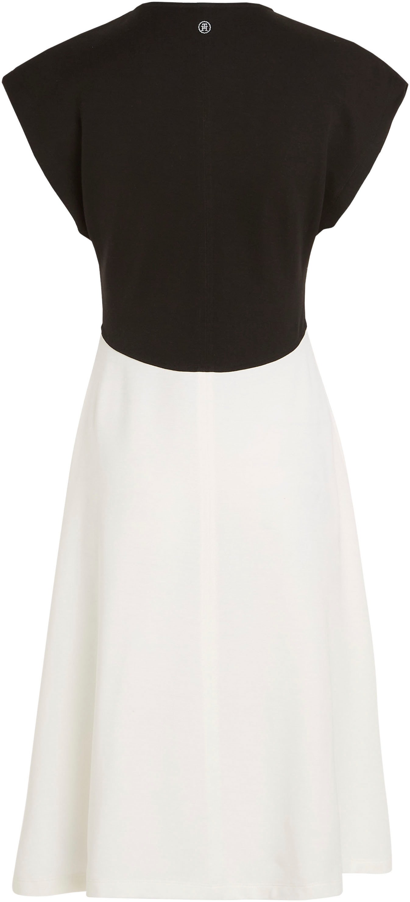 Tommy Hilfiger Jerseykleid »SHINY INTERLOCK V-NK NS KNEE DRS«, mit Logostickerei