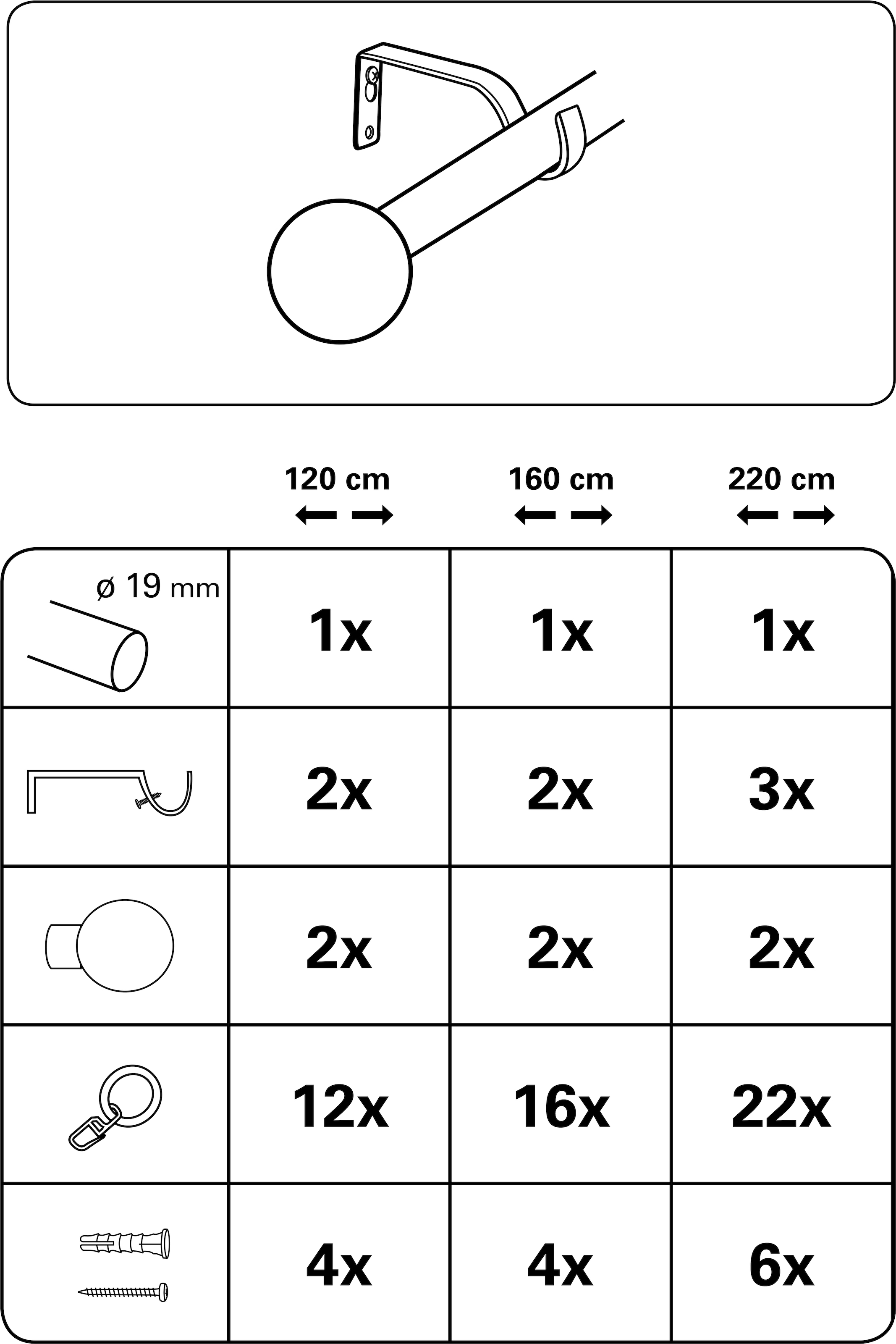 GARDINIA Gardinenstange »Set Metall«, 1 läufig-läufig, Fixmass, 1-Lauf
