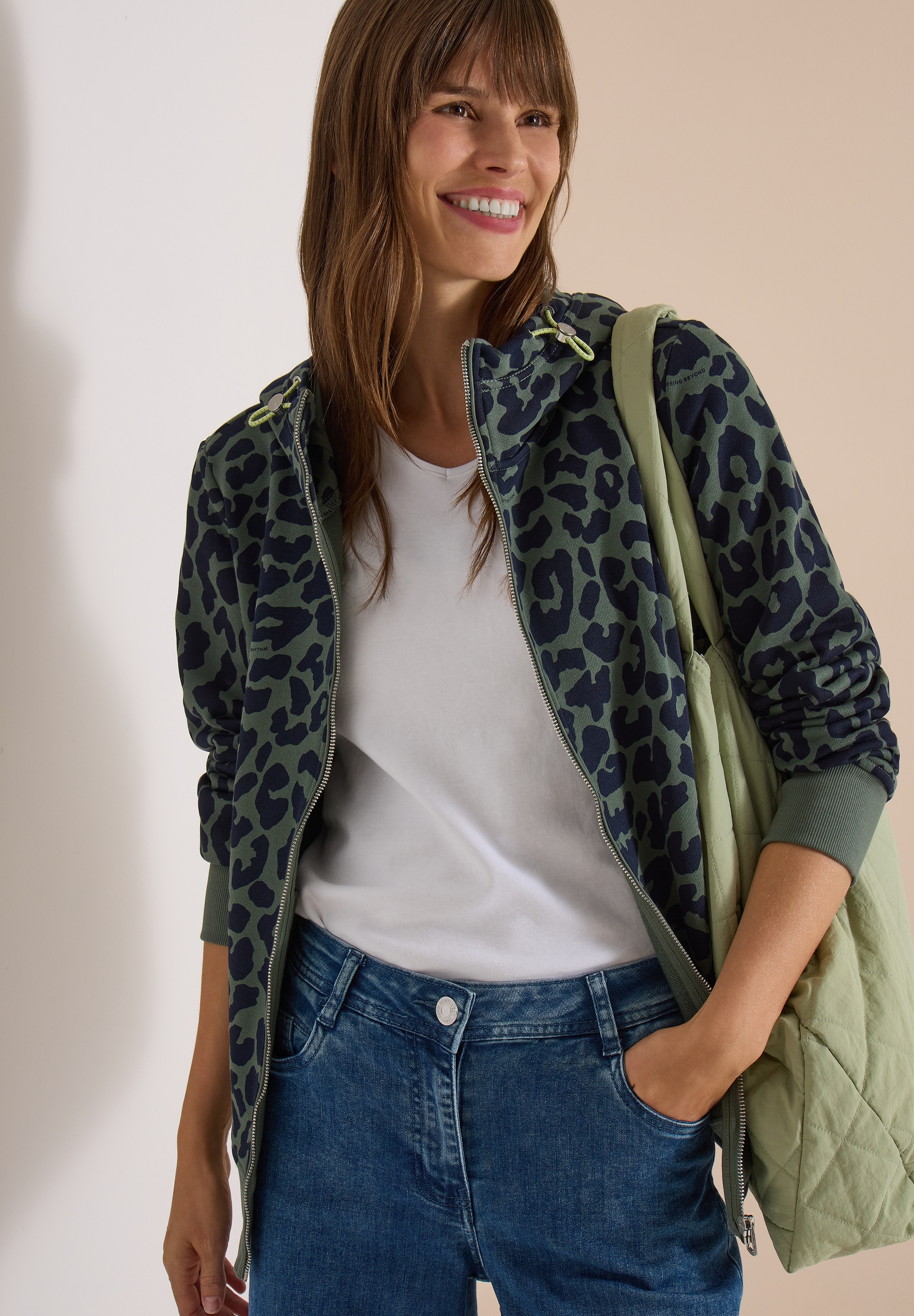 Image of Cecil Kapuzensweatjacke Animal Print, Baumwolle