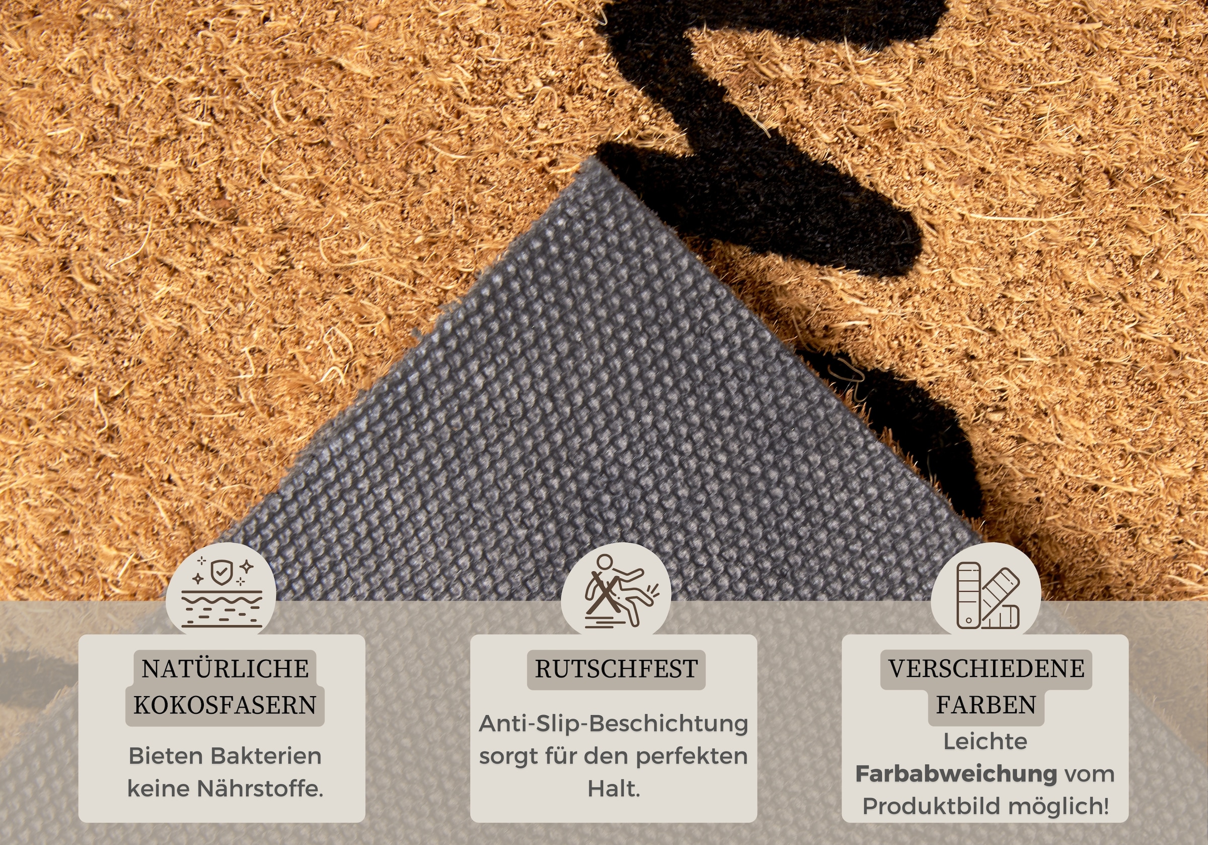 HANSE Home Fussmatte »Welcome, Türmatte«, rechteckig, 15 mm Höhe, Kokos, Schmutzfangmatte, Outdoor, Rutschfest, Innen, Kokosmatte, Flur