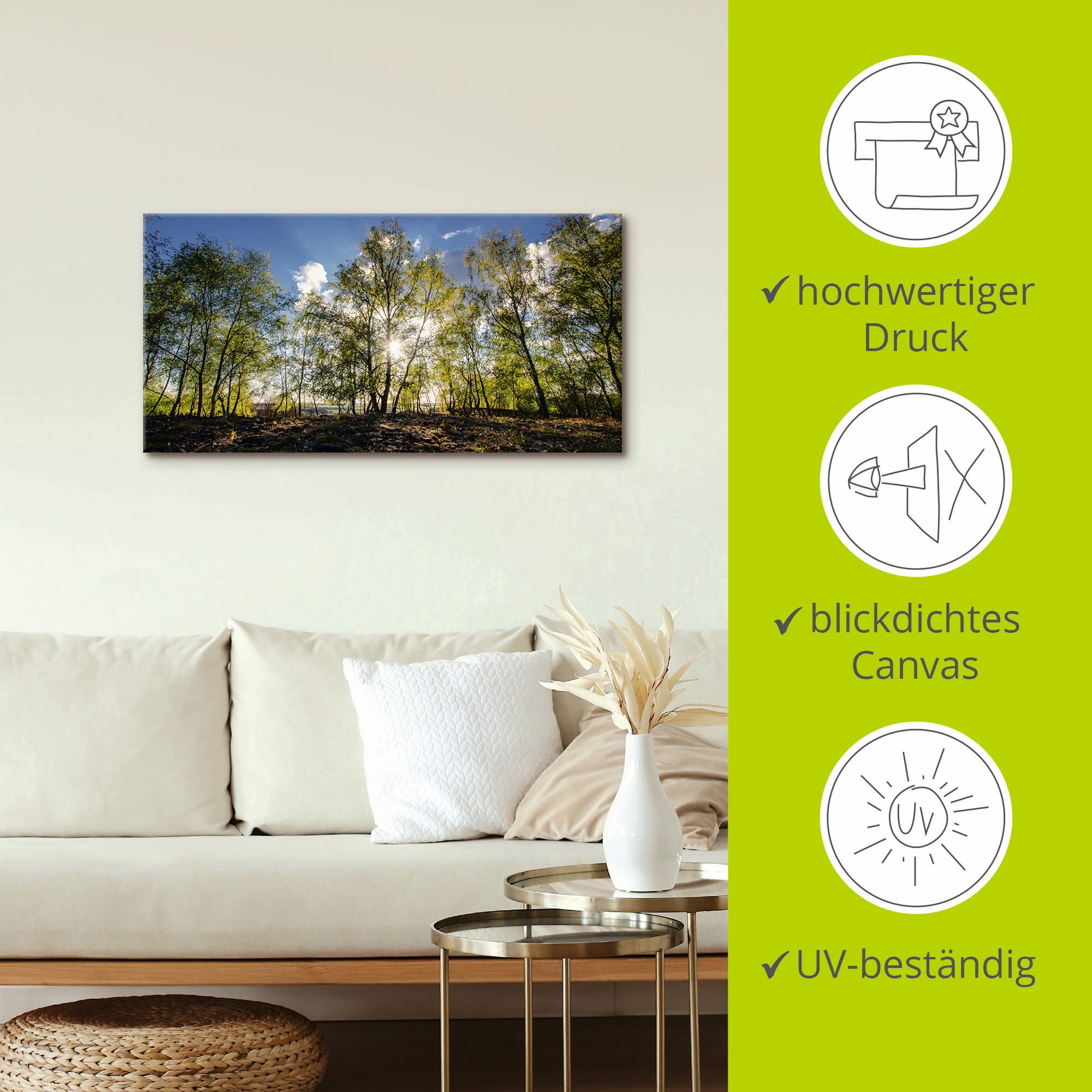 Artland Leinwandbild »Frühlingssonne« Wald 1 Stk. tlg. auf Holzrahmen gespannt