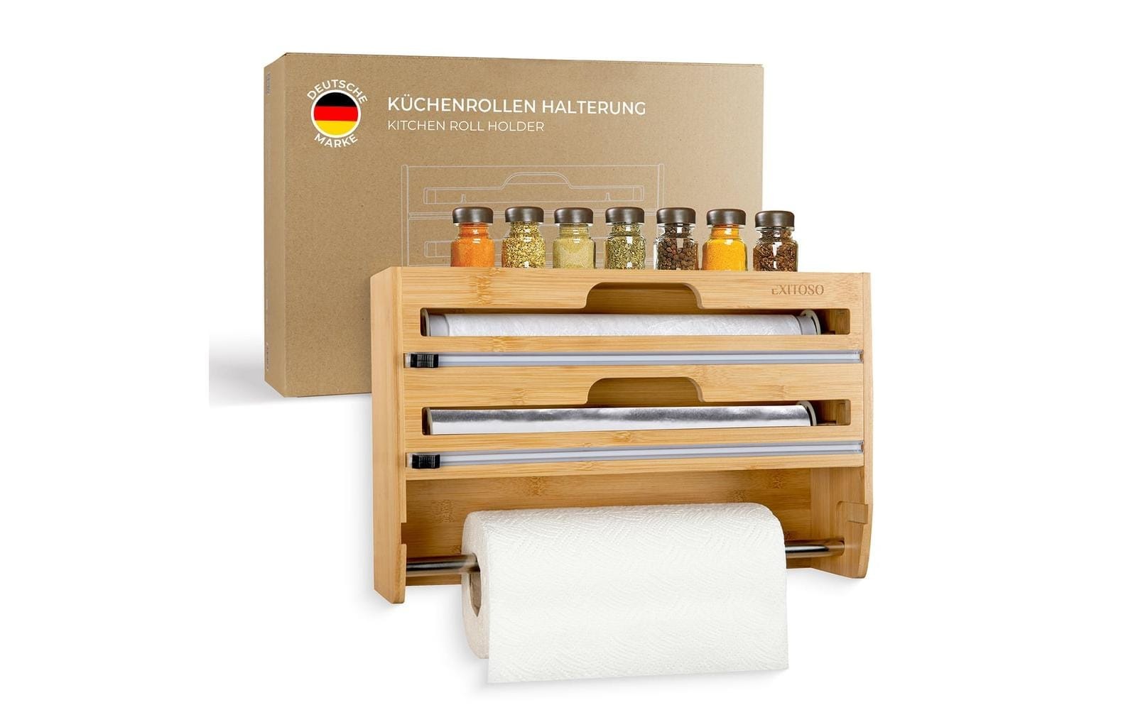 Image of Küchenrollenhalter "Exitoso 3 in 1 Küchenrollenhalter Braun"