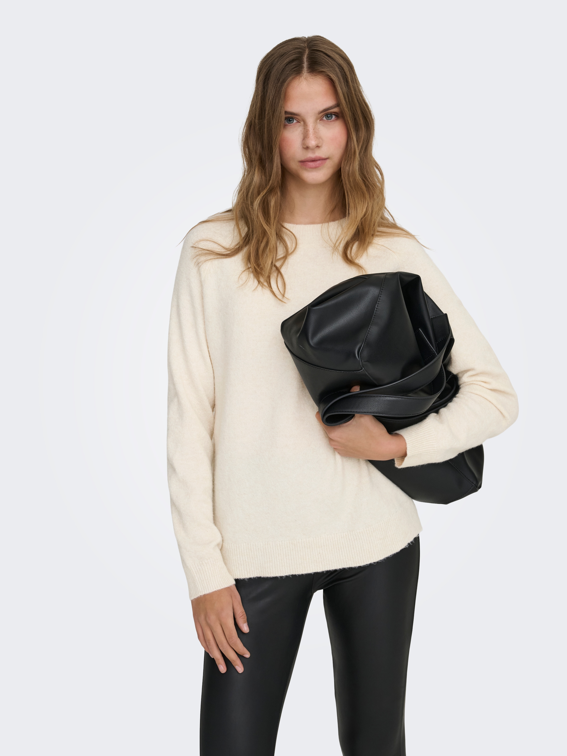 ONLY Rundhalspullover »ONLRICA LIFE L/S PULLOVER  KNT NOOS« Materialmix, regular fit