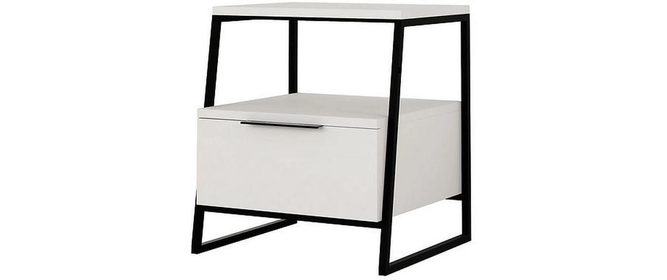 Image of WOODY FASHION Nachttisch "Pal 45 x 50 x 40 cm, Weiss"