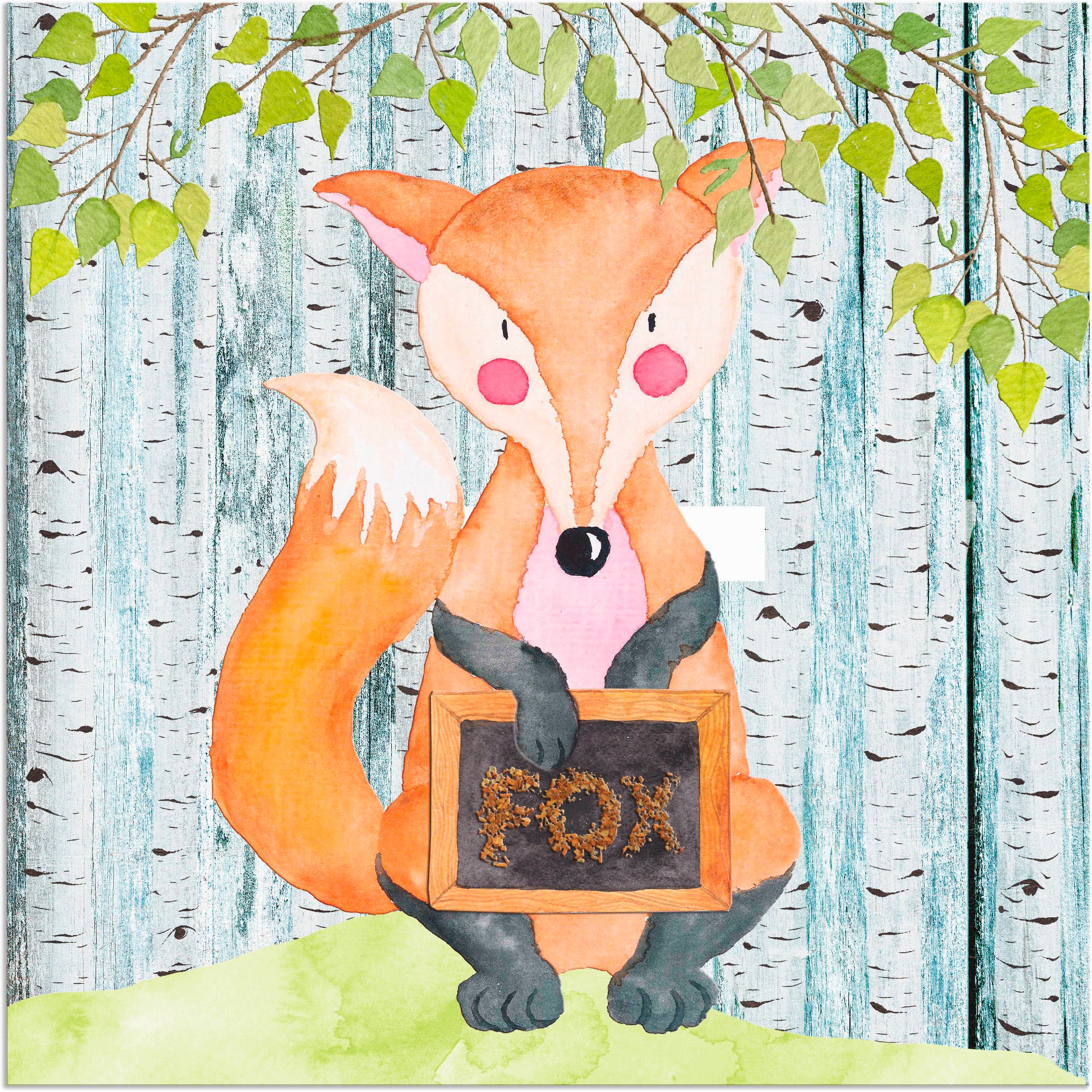 Image of Artland Wandbild »Waldfreunde- der schlaue Fuchs«, Tiere, (1 St.), in vielen Grössen & Produktarten - Alubild / Outdoorbild für den Aussenbereich, Leinwandbild, Poster, Wandaufkleber / Wandtattoo auch für Badezimmer geeignet bei Ackermann Versand Schweiz