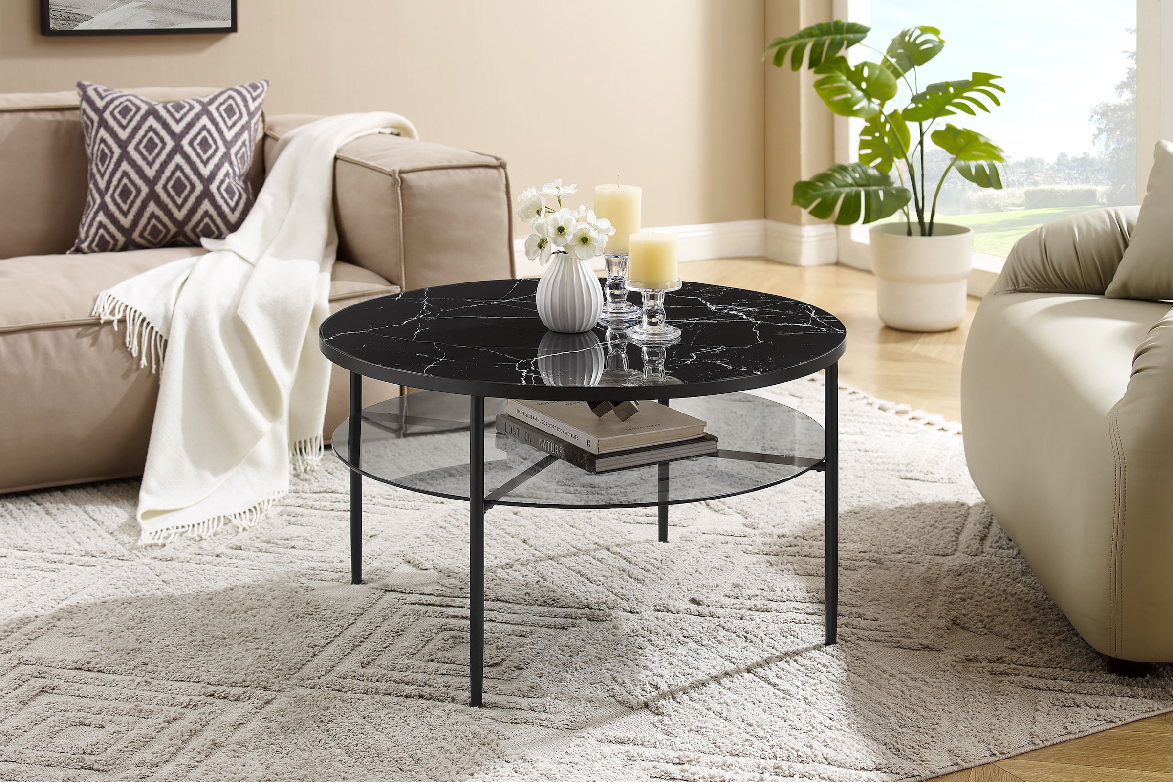Image of SalesFever Couchtisch "Designer Couchtisch" 1 Stk. tlg. Tischplatte in Marmoroptik