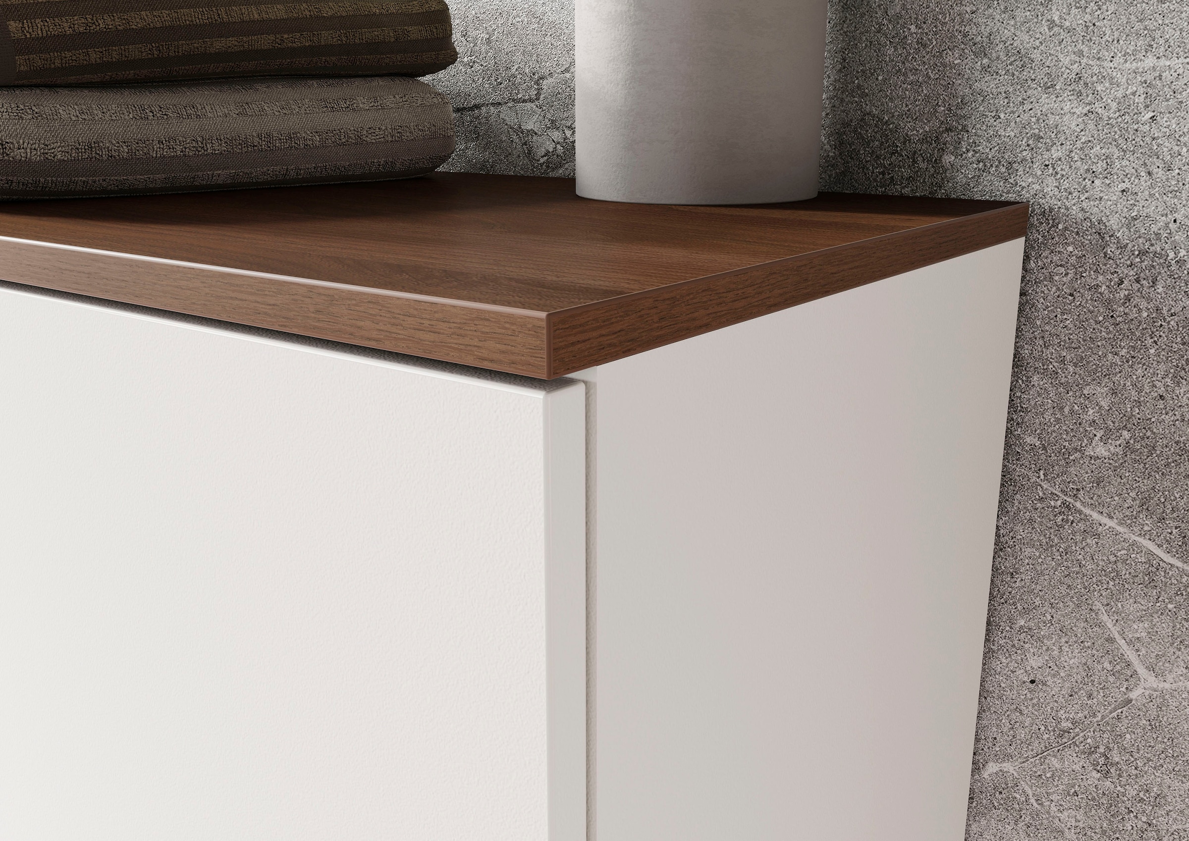 GERMANIA Waschbeckenunterschrank »Yonkers«, Hochwertige ABS-Kanten, Griffe & hohe Füsse aus Metall, Breite 80 cm