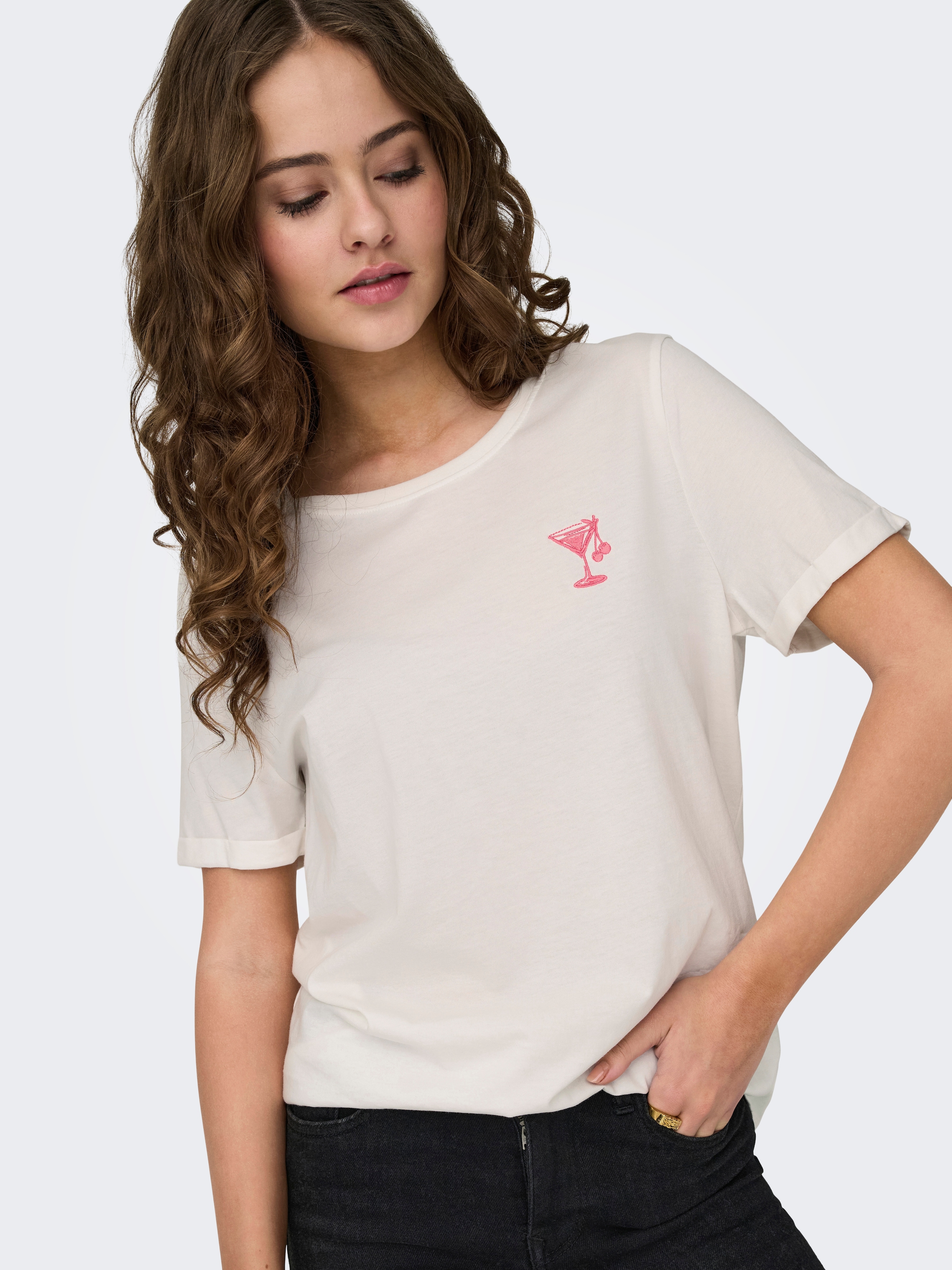 ONLY Kurzarmshirt »ONLGITTE LIFE REG S/S TOP BOX CS JRS«