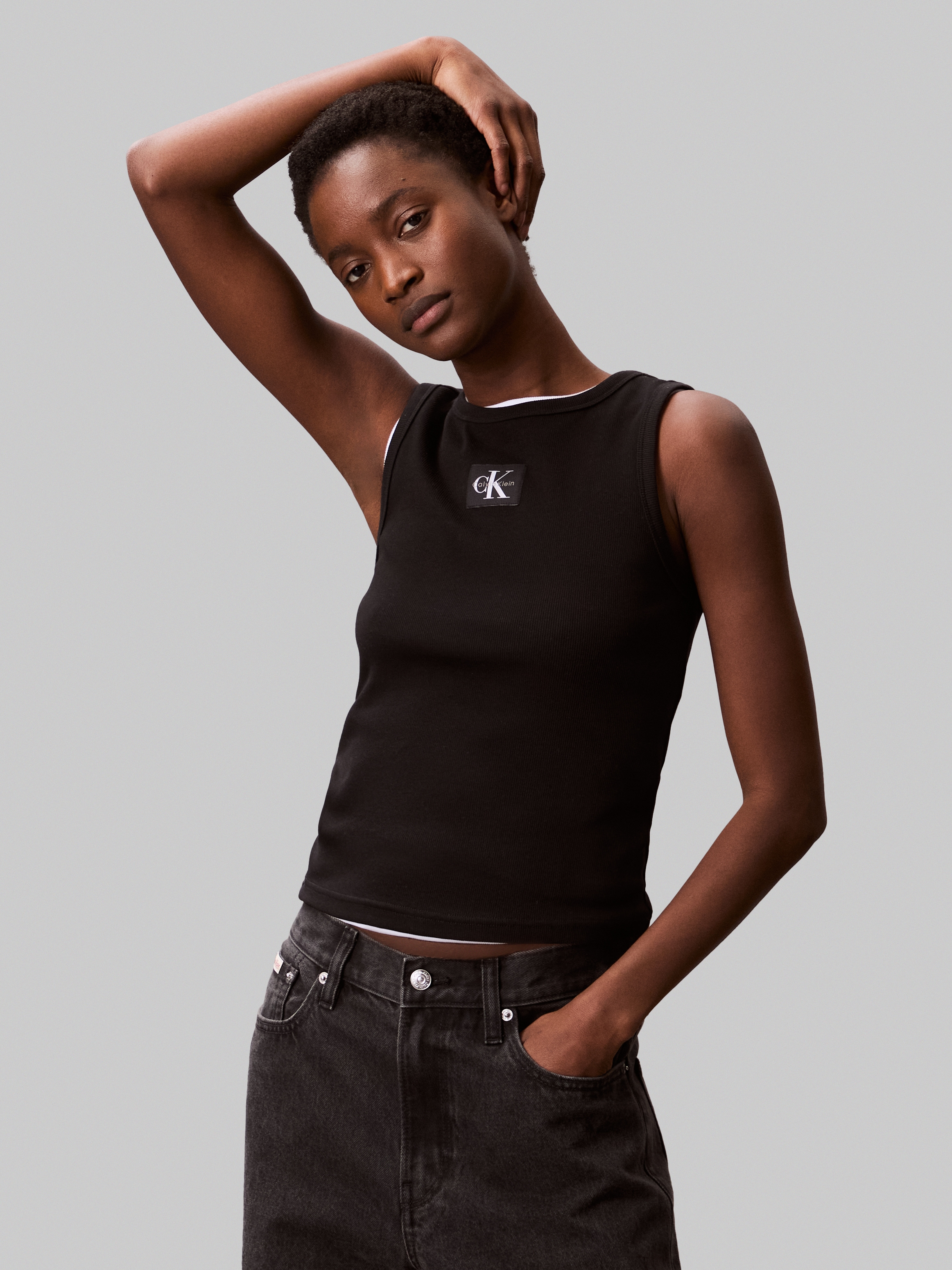 Calvin Klein Jeans Débardeur »A - WVN LBL 2X2 CTTN« Mit Rundhalsausschnitt