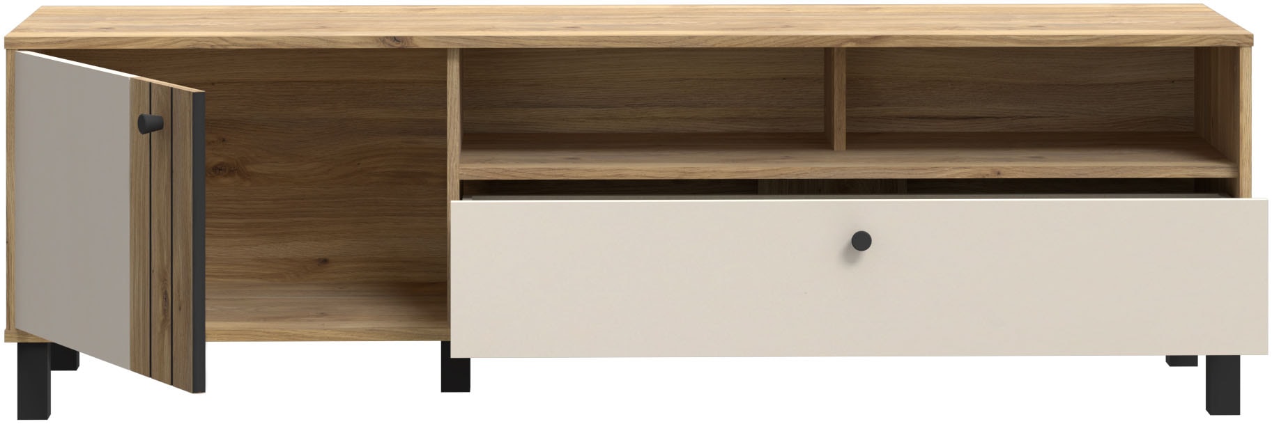 FORTE Lowboard »KillarneyTV-Board, TV-Schrank« TV Board, Soft Close, Schublade, offene Fächer