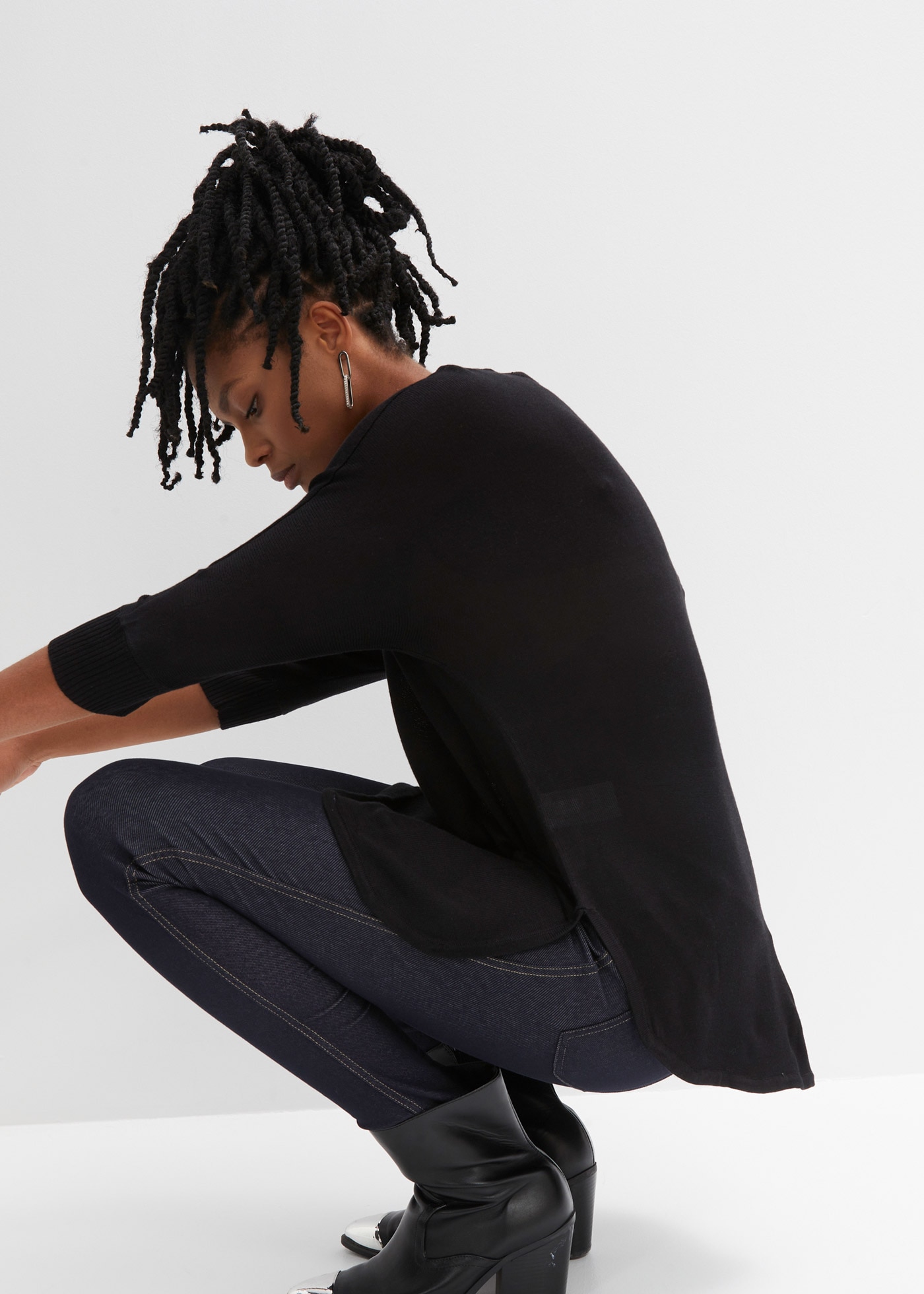 bonprix Strickpullover »Feinstrickpullover mit 3/4 Arm« aus Polyacryl und Viskose, mit Rundhalsausschnitt, mit 3/4-Ärmeln