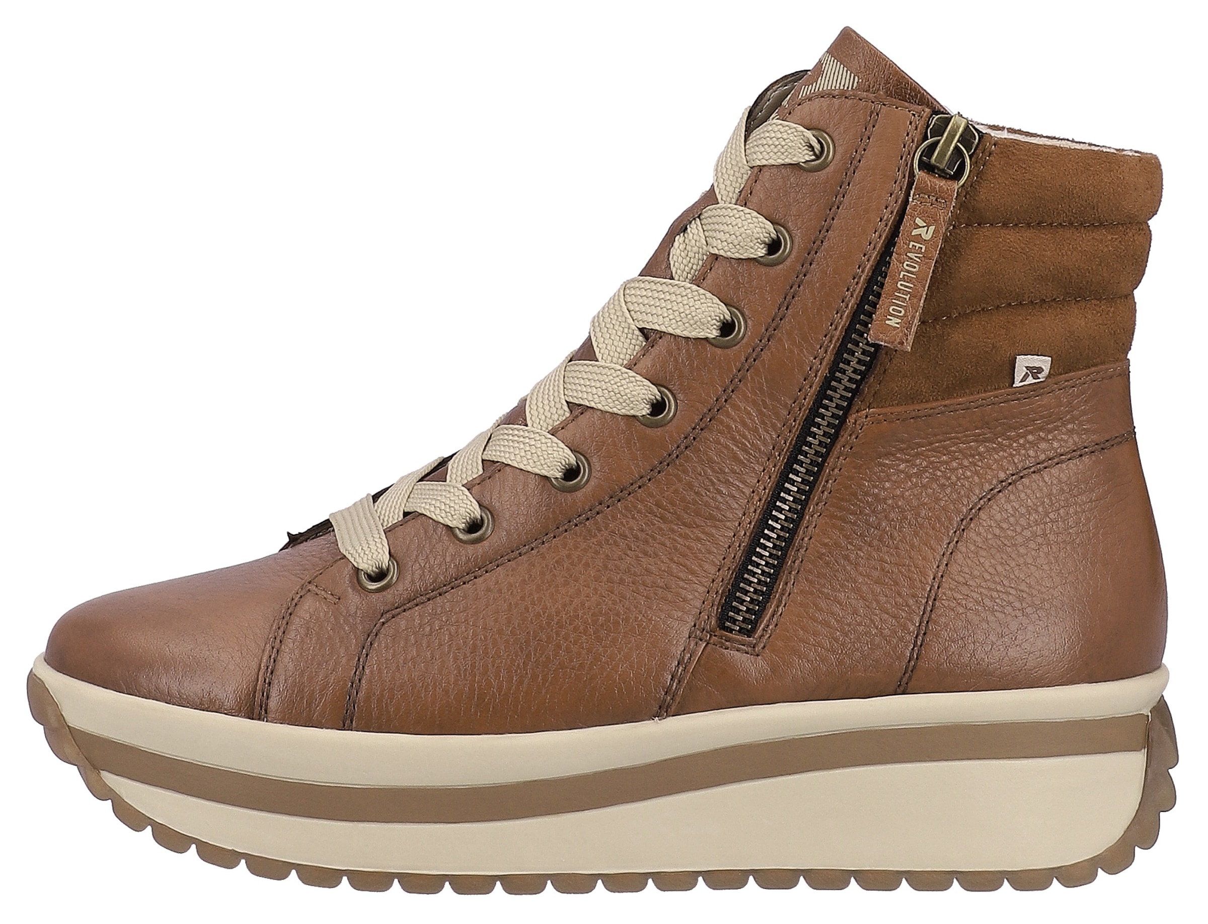 Rieker EVOLUTION Schnürboots, Plateaustiefelette, High Top Sneaker mit zwei Reissverschlüsse