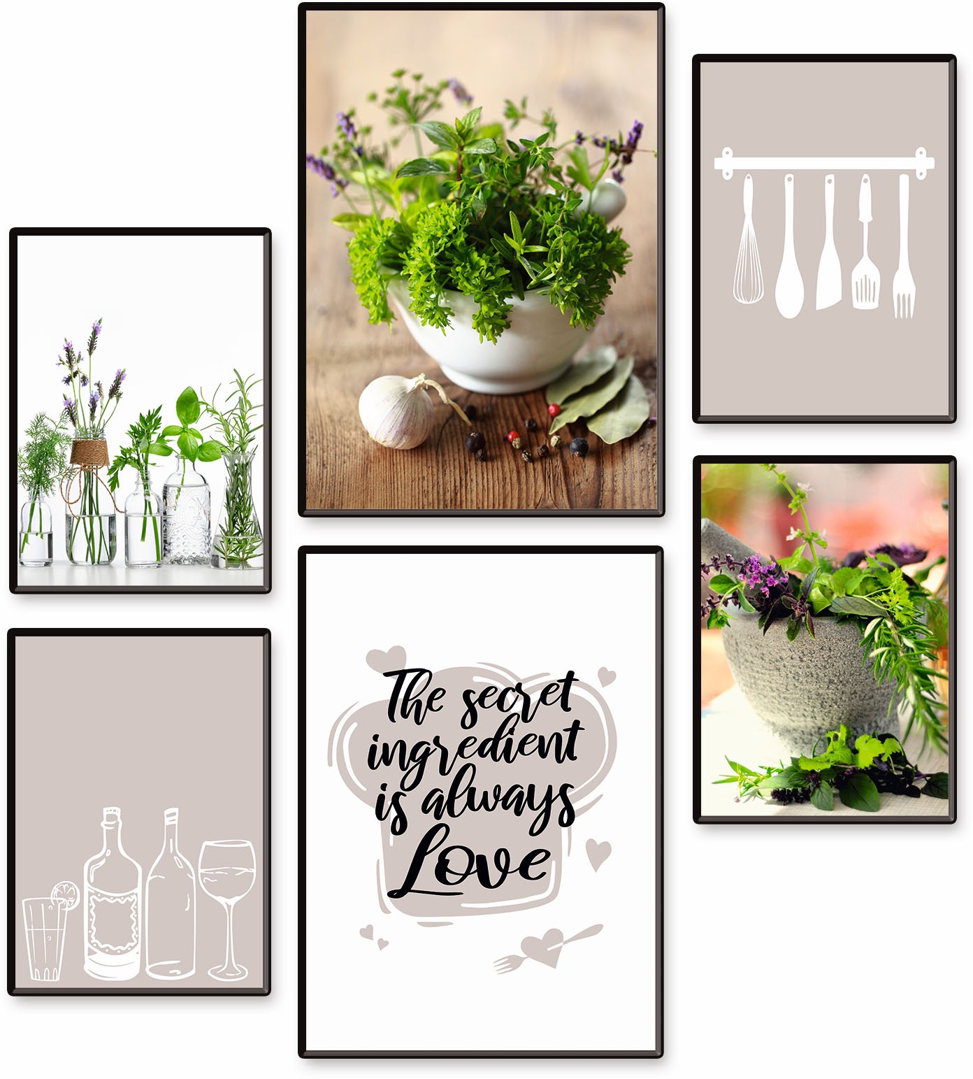 Image of Artland Poster »Küchenkräuter & Küchenhelfer«, Gewürze, (Set, 6 St.), 6er Set, 2xDIN A3 / 4xDIN A4, ohne Rahmen bei Ackermann Versand Schweiz