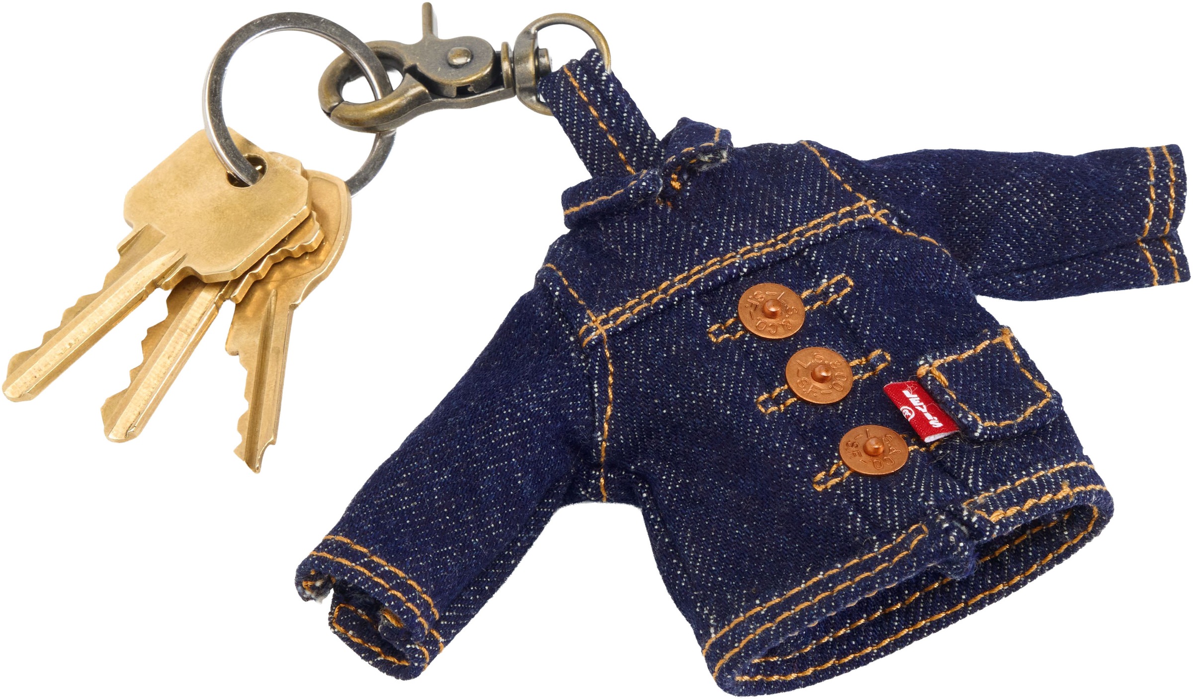Levi's® Schlüsselanhänger »LEVI'S MINI TRUCKER CHARM« Mini Jeansjacke für Schlüsselbund, Tasche oder Rucksack mit Karabiner