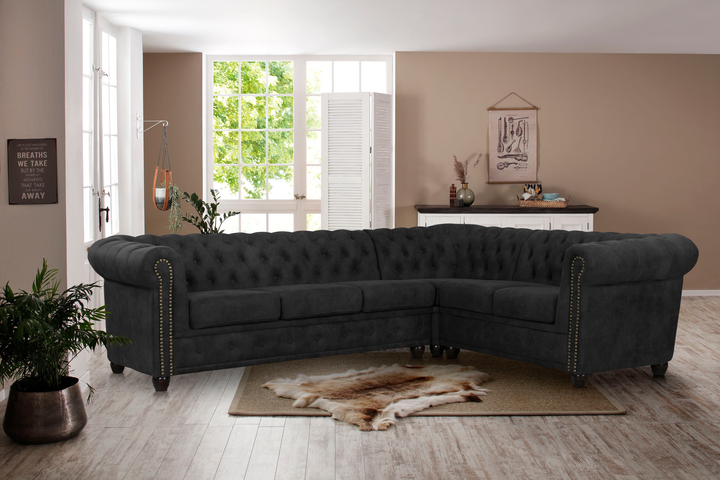 Home affaire Chesterfield-Sofa »Rysum L-Form« Chesterfield-Optik , langer Schenkel links oder rechts