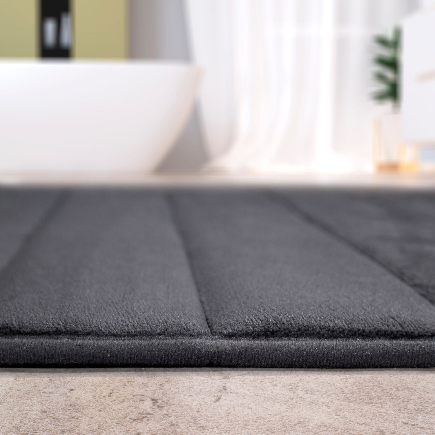 Paco Home Badematte »Corby 252, Memory-Schaum Effekt«, rutschhemmend beschichtet, fussbodenheizungsgeeignet, Badteppich, Uni Farben, gestreift, Hoch-Tief Effekt