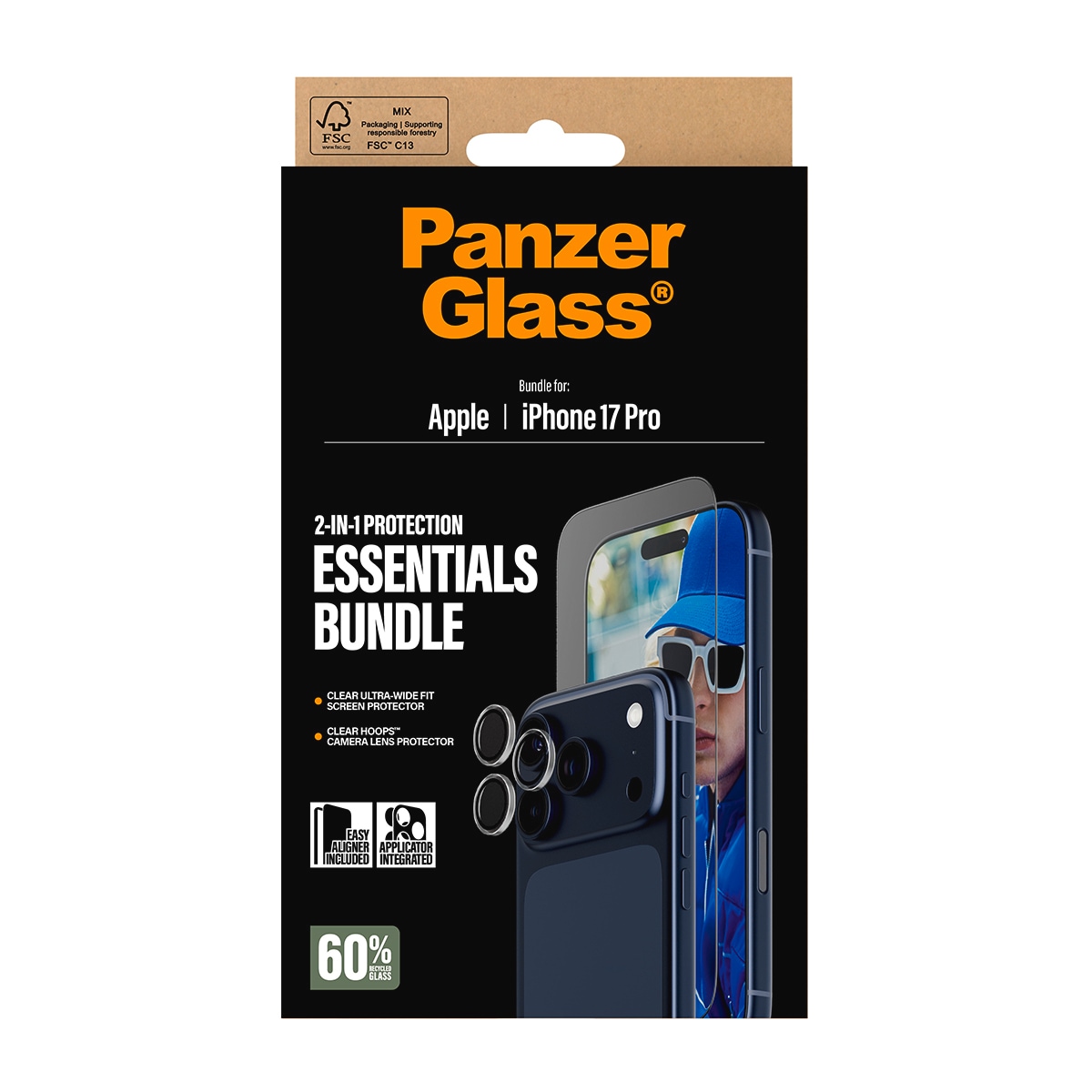 CARE by PanzerGlass Verre de protection d'écran »2-in-1 Protection Essentials Bundle« für Apple iPhone 17 Pro Displayschutzfolie, Schutzfolie, Bildschirmschutz, kratz- & stossfest