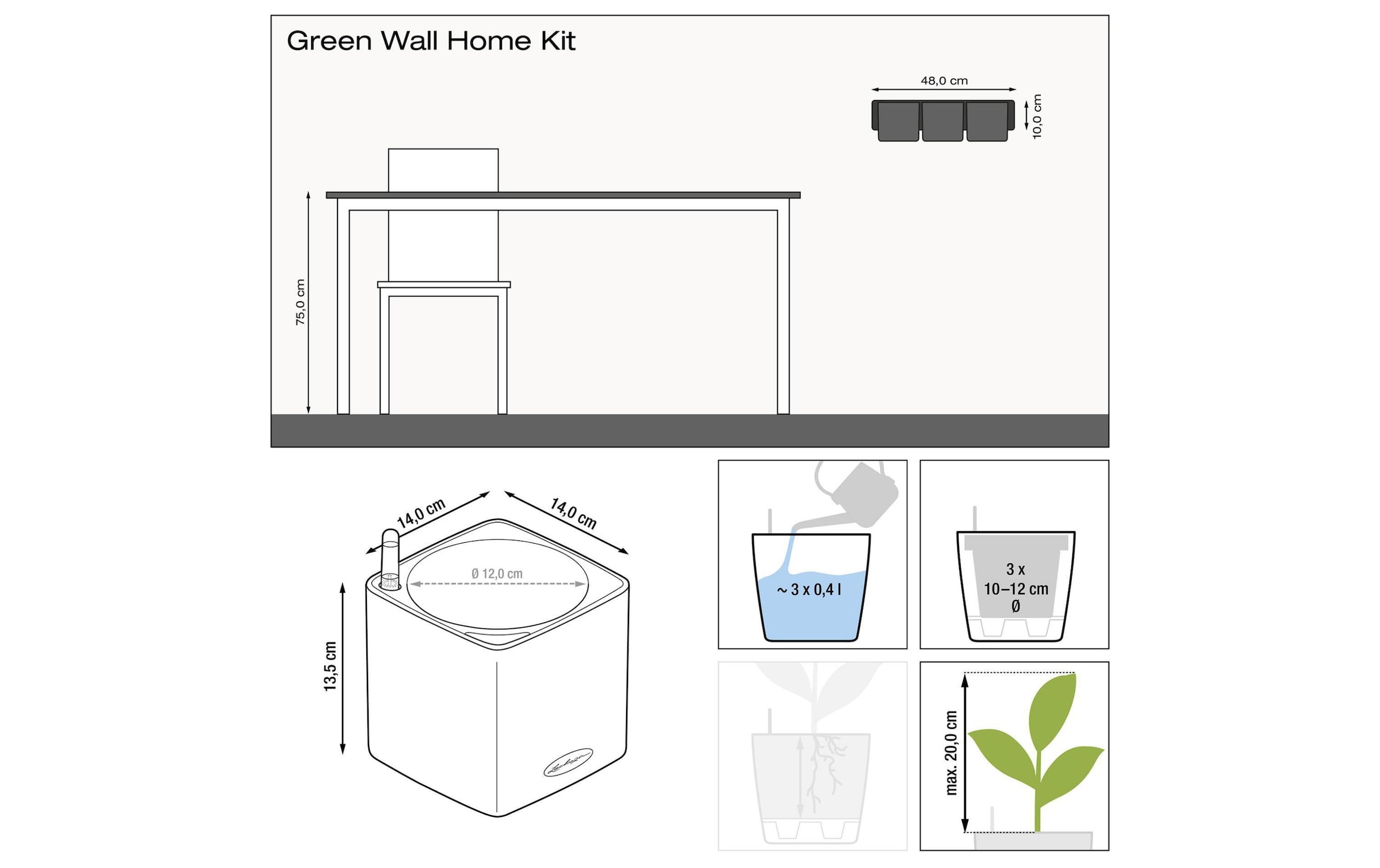 Übertopf »Green Wall Home Kit Schwarz glanz«