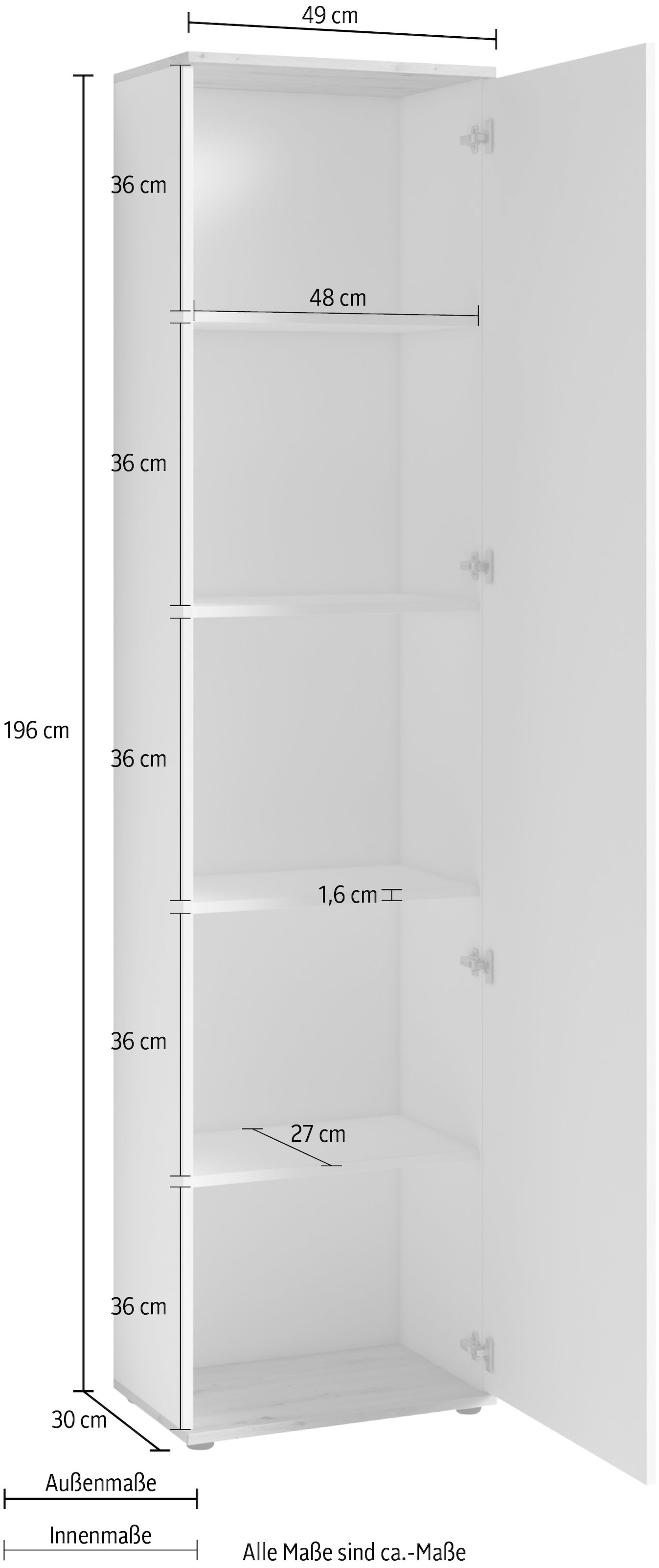 byLIVING Garderobenschrank »Jakob«, mit grossem Spiegel, Breite 49 cm