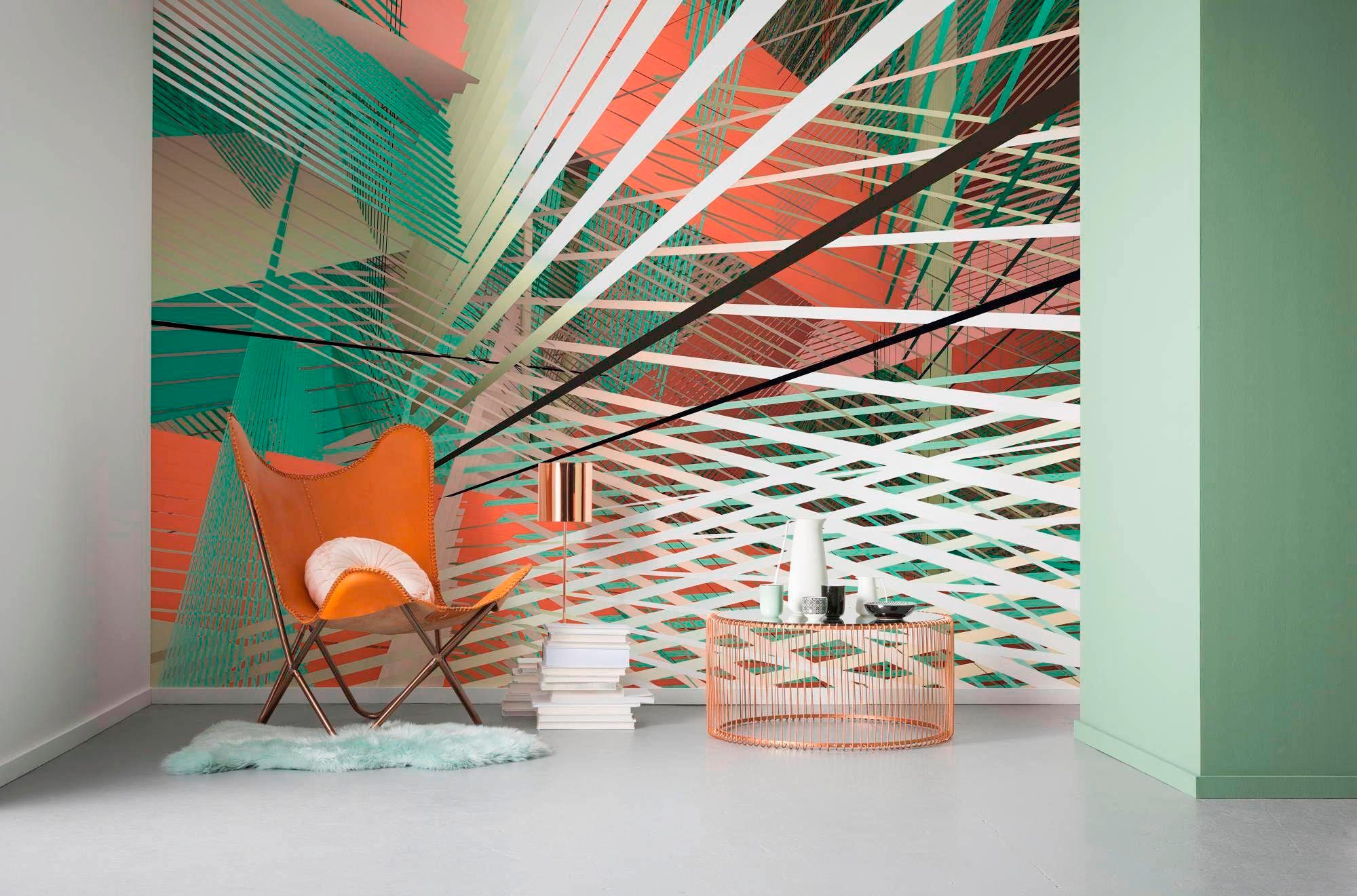 Komar Vliestapete »Digitaldruck Vlies - Space Grid Autumn - Grösse 400 x 250 cm«, bedruckt, Wohnzimmer, Schlafzimmer