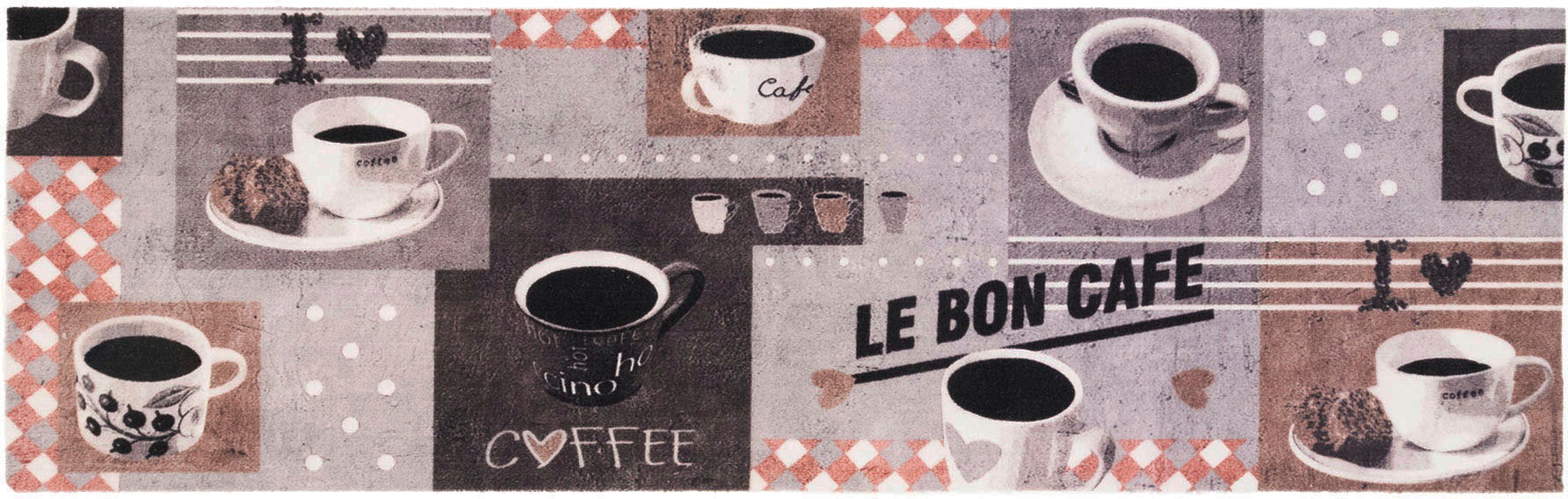 Image of Primaflor-Ideen in Textil Küchenläufer "BON CAFE, Made in Belgium" rechteckig 5 mm Höhe mit Schriftzug & Motiv Kaffee, rutschhemmend, waschbar, Küche
