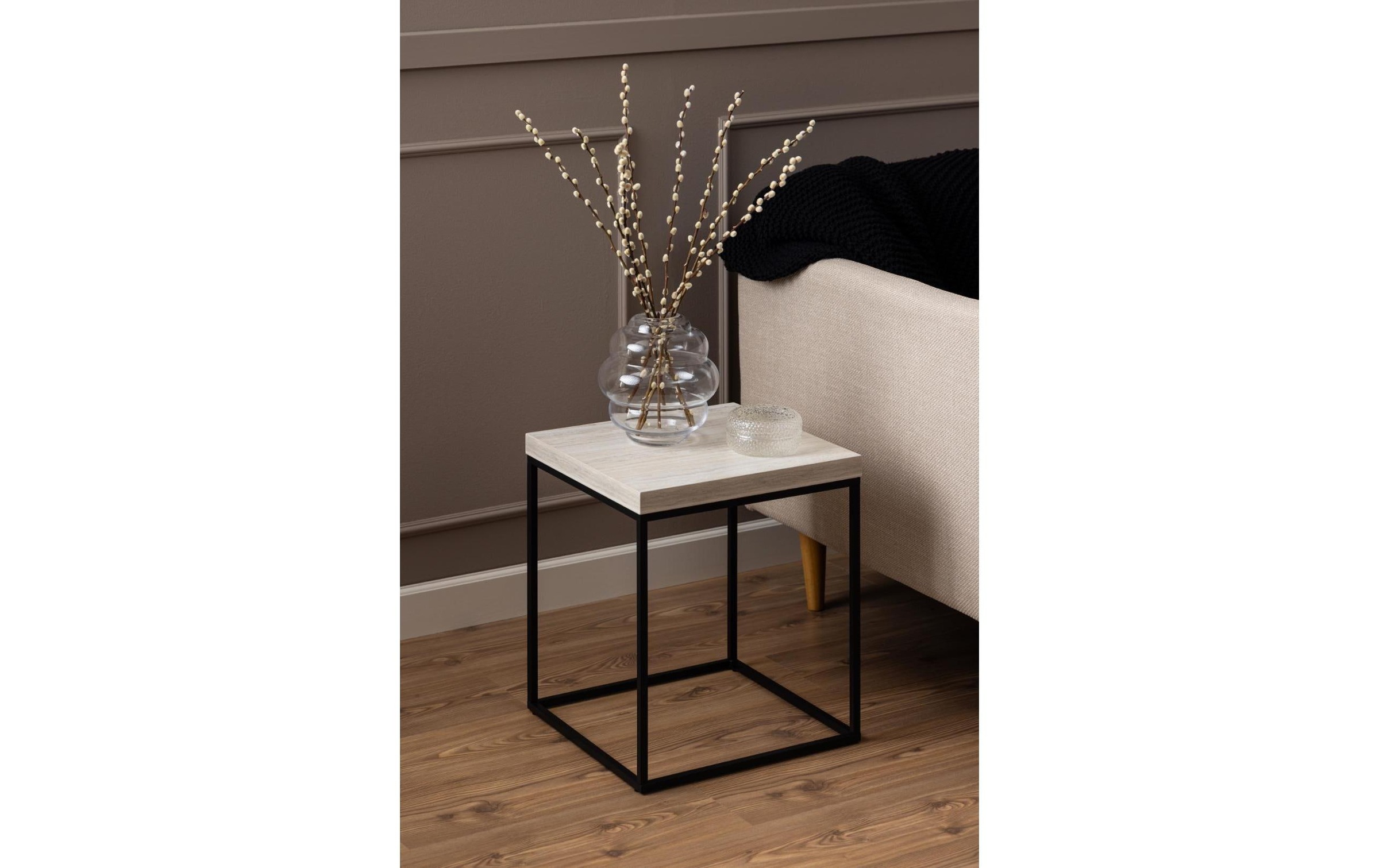 AC Design Couchtisch »Barossa Wohnzimmertisch, Beistelltisch, Quadratisch, Sofatisch,« Steinoptik, schwarze Stahlbeine, in weiteren Variationen, B: 40 cm