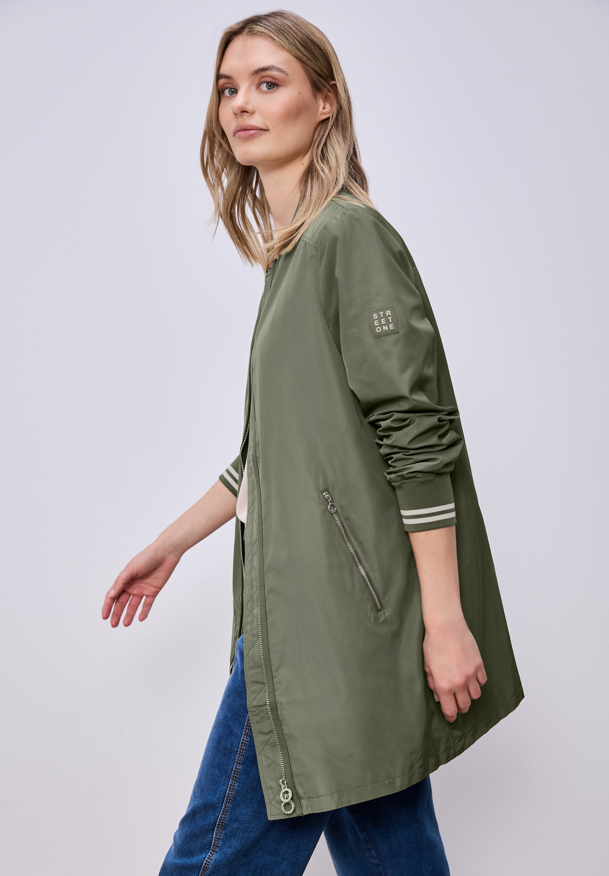 Image of STREET ONE Langjacke ohne Kapuze bequeme Passform, 2‑Wege‑Reissverschluss