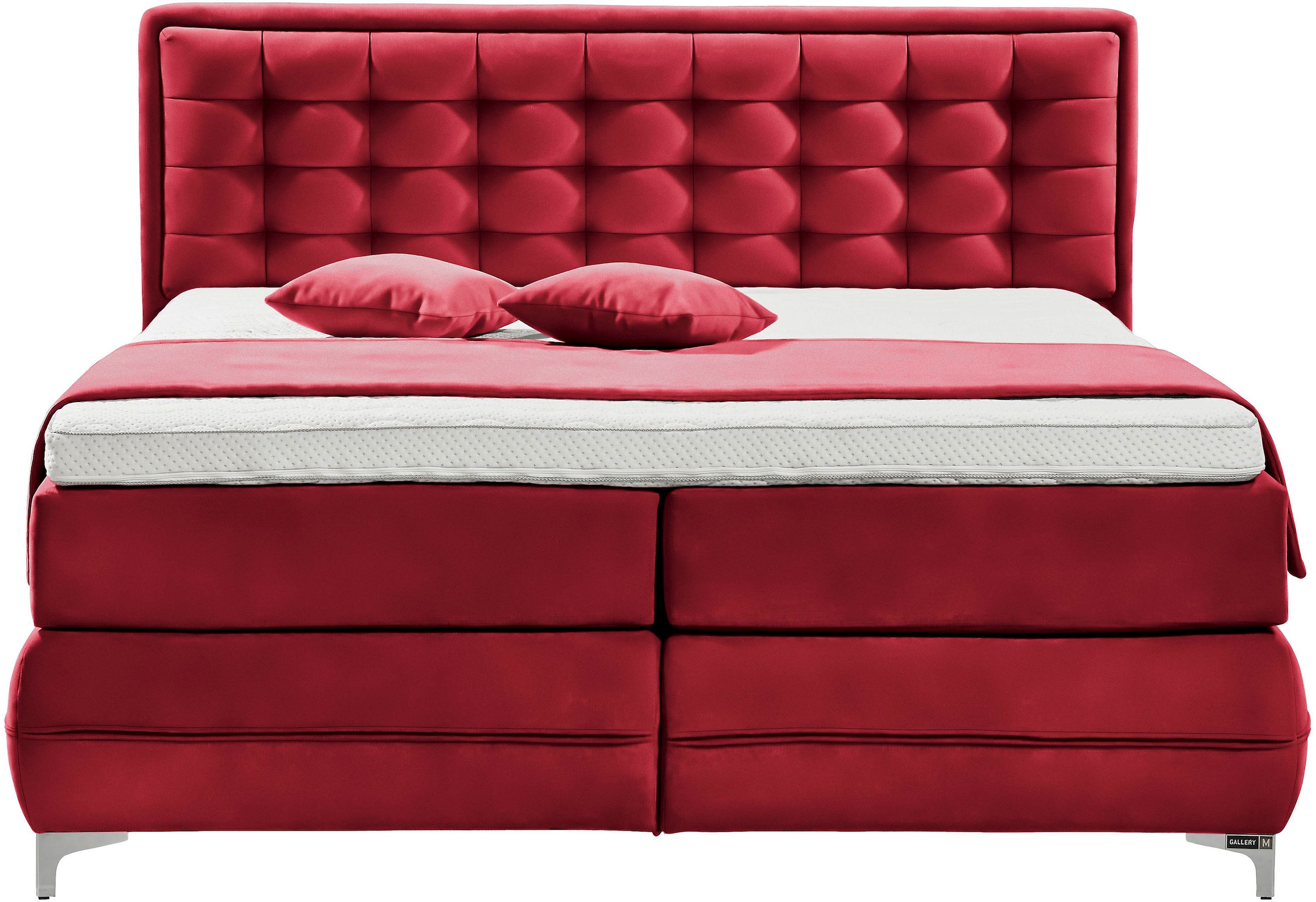 Musterring Boxspringbett »Dubai«, Winkelfuss in Chrom, 3 Härtegrade, Kopfteil in Kassettensteppung