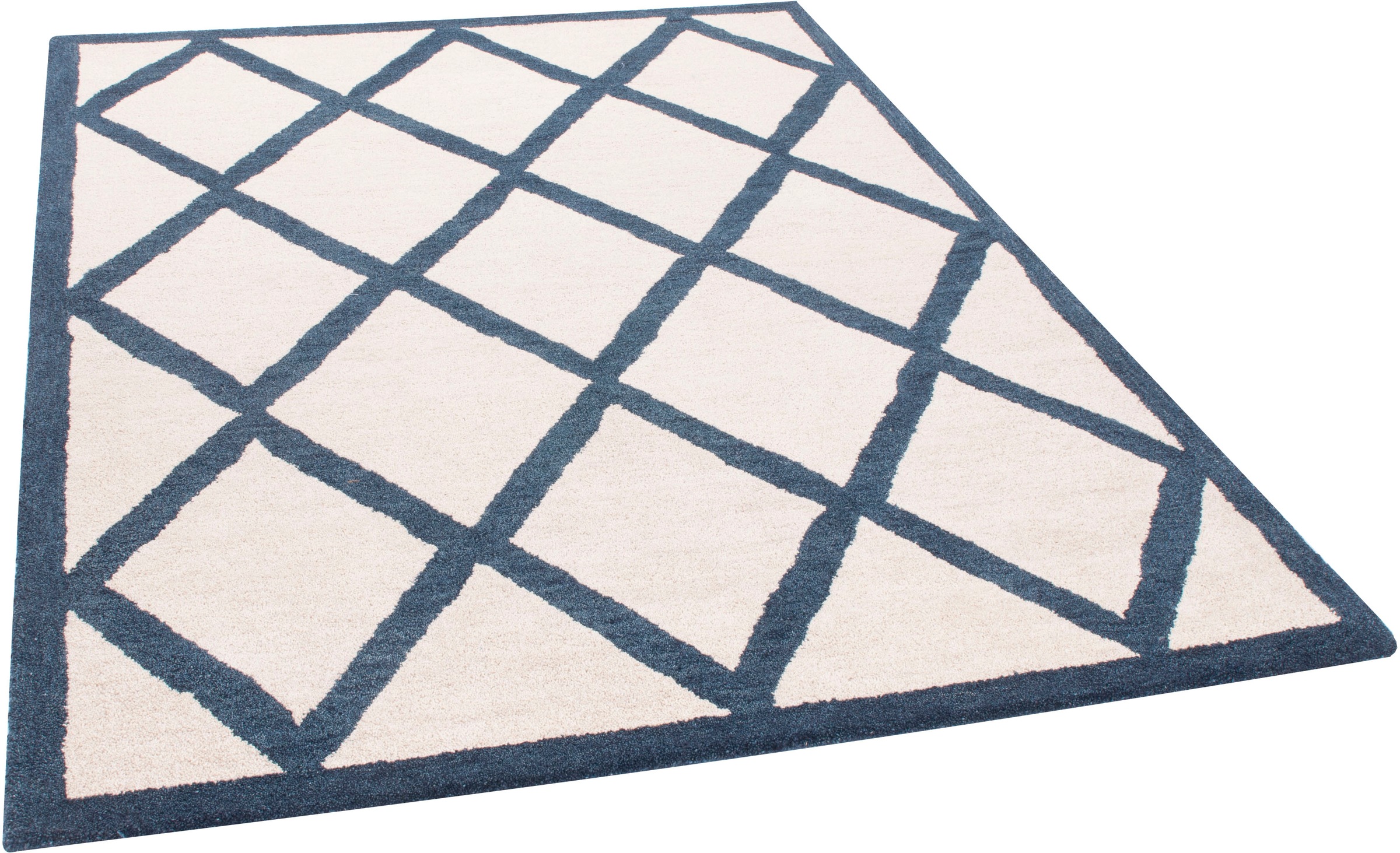 Image of THEKO Wollteppich »Royal Design«, rechteckig, 14 mm Höhe, reine Wolle, Rauten Design, ideal im Wohnzimmer & Schlafzimmer bei Ackermann Versand Schweiz