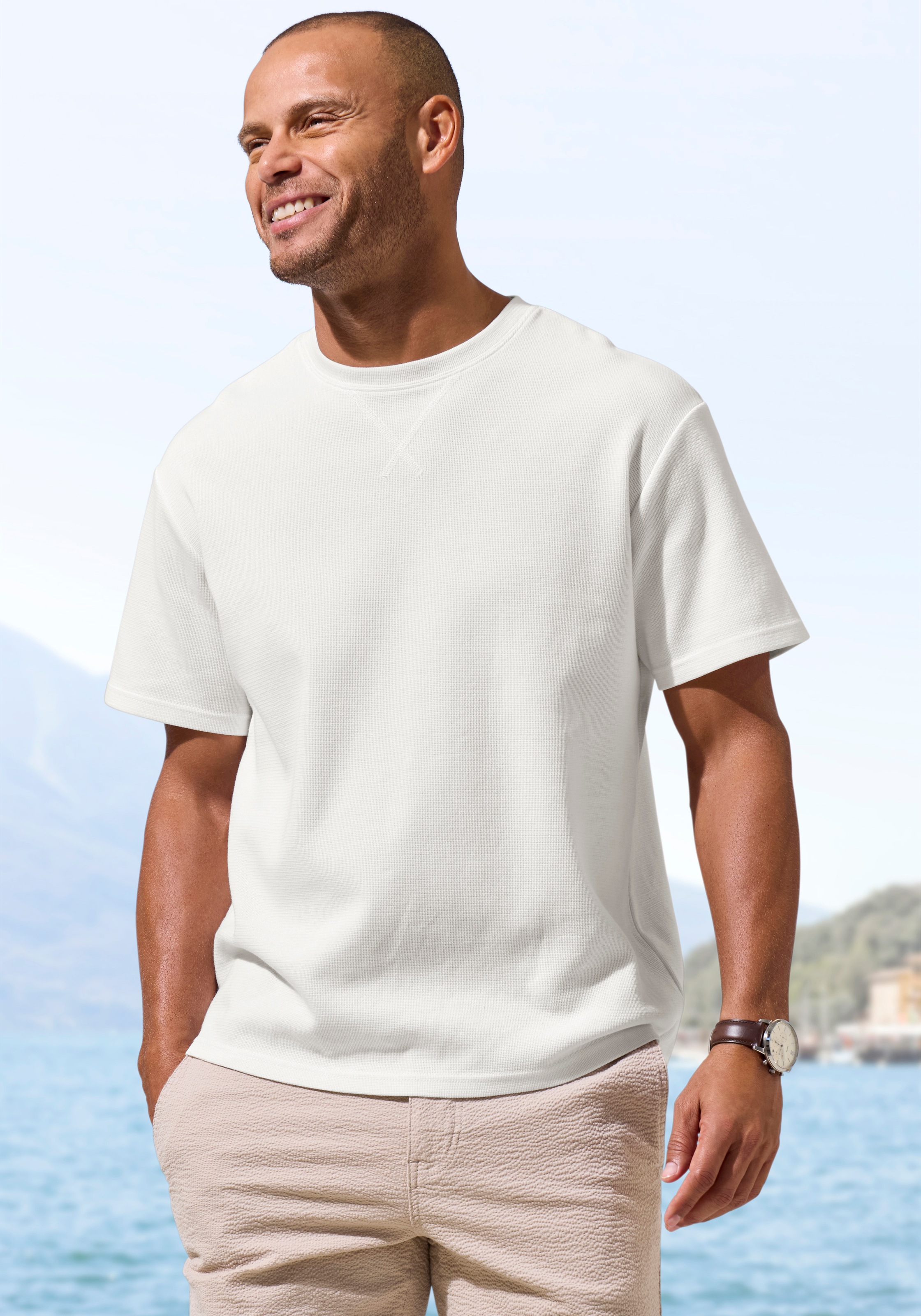 Image of John Devin T-Shirt modische Strukturware aus Baumwoll-Elasthan-Qualität