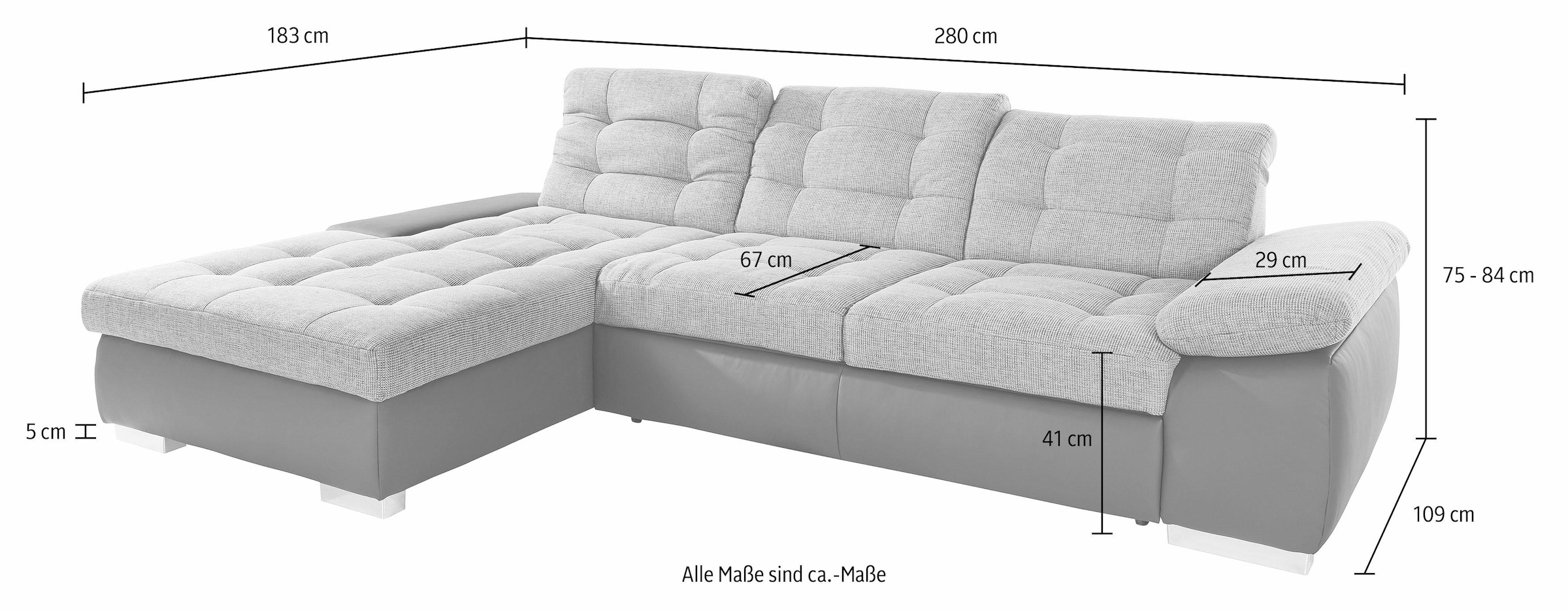 sit&more Ecksofa »Ontario L-Form«, XXL, wahlweise mit Bettfunktion