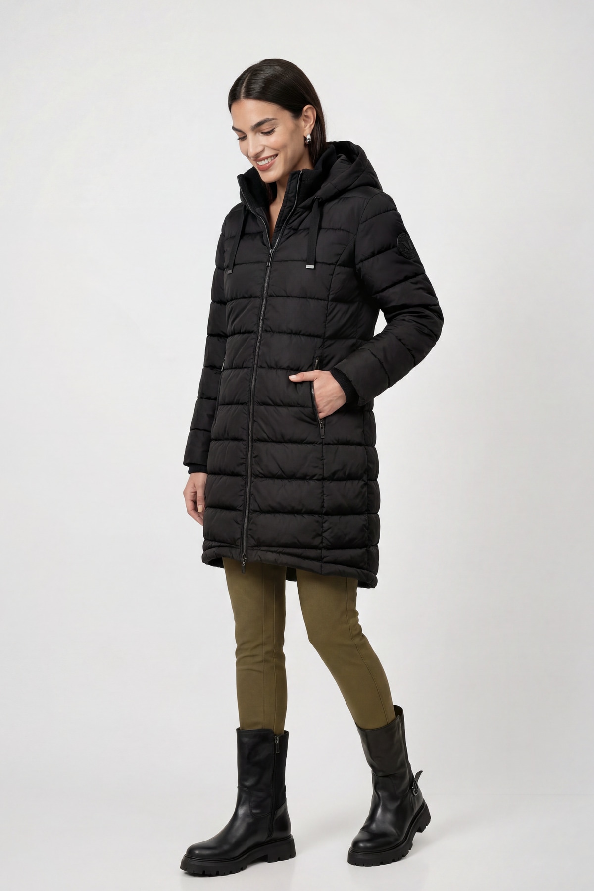 Monari Steppmantel »Mantel Stepp« Regular fit mit Stehkragen und Kapuze