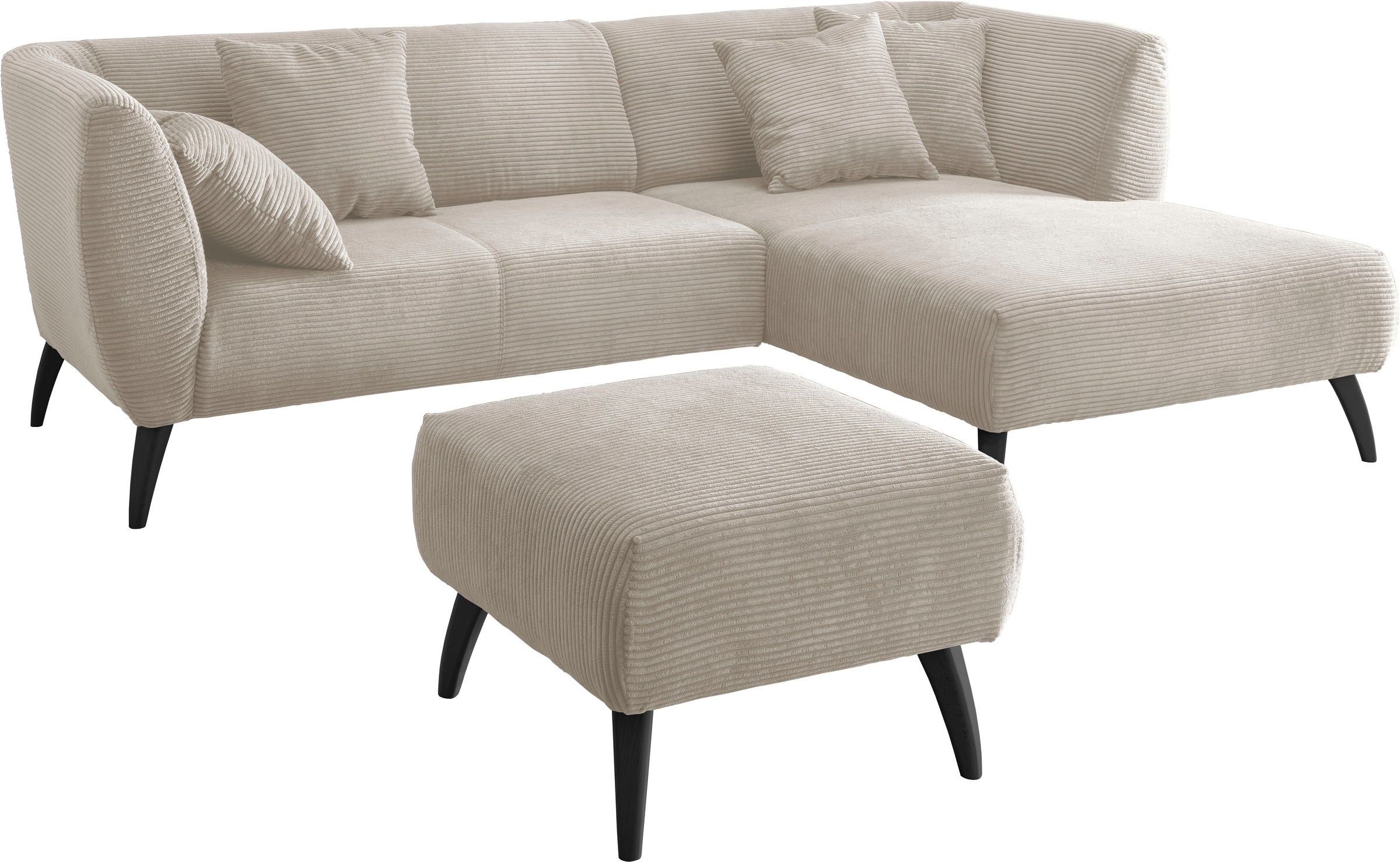 INOSIGN Ecksofa »Colori L-Form«, Holzfussfarbe wählbar, inkl. 4x Zierkissen