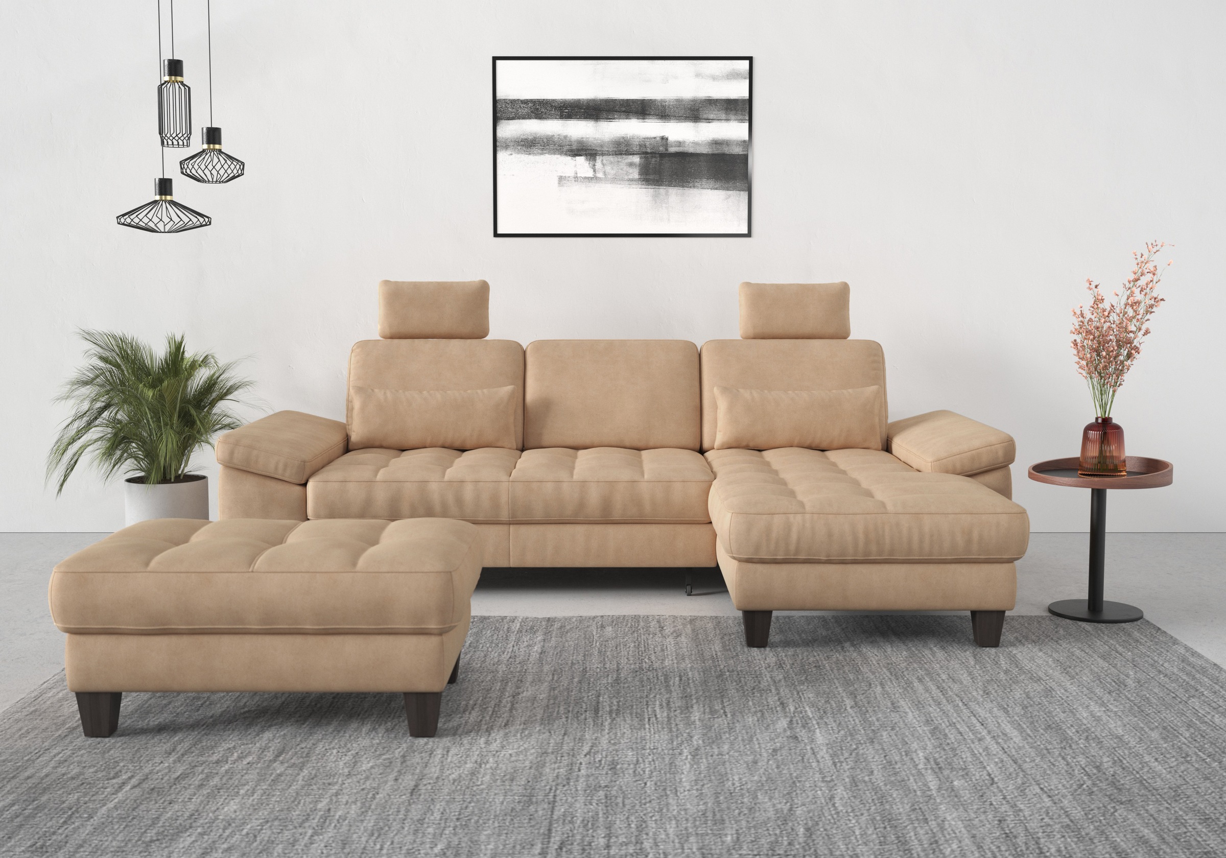 sit&more Ecksofa »Westham L-Form«, Recamiere, mit oder ohne Bettfunktion, Bettkasten, Füsse wengefarben